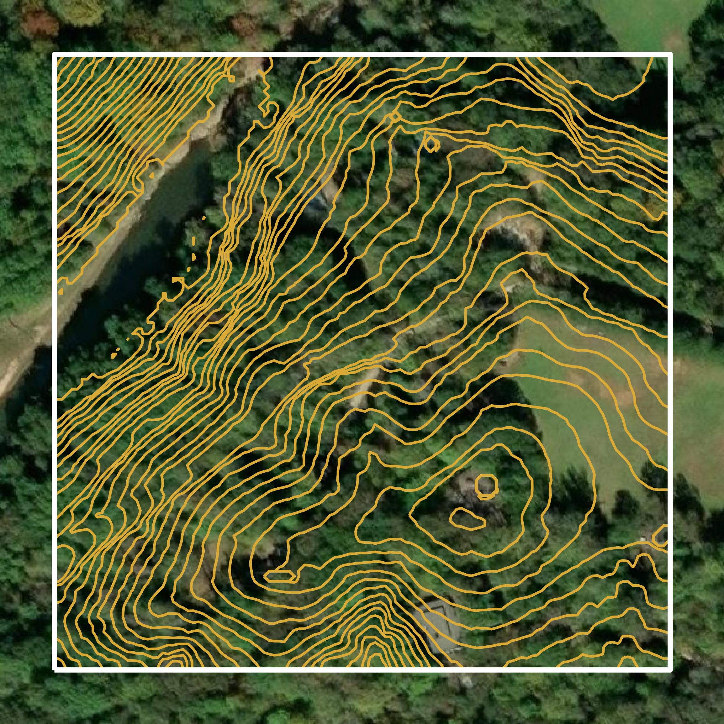This image shows a contour map in Oconee County created using GIS data in Equator.