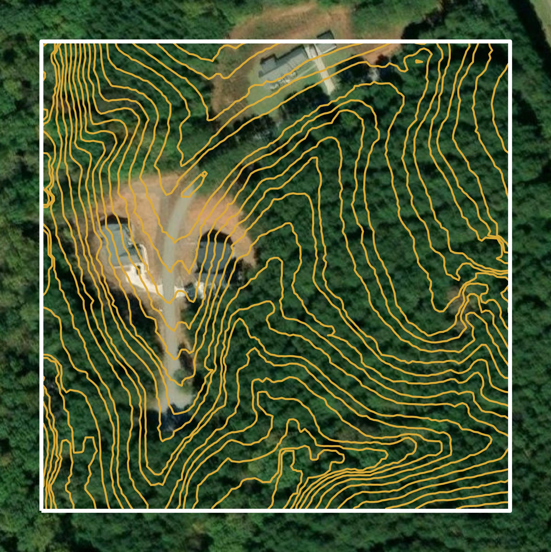This image shows a contour map in Oconee County created using GIS data in Equator.