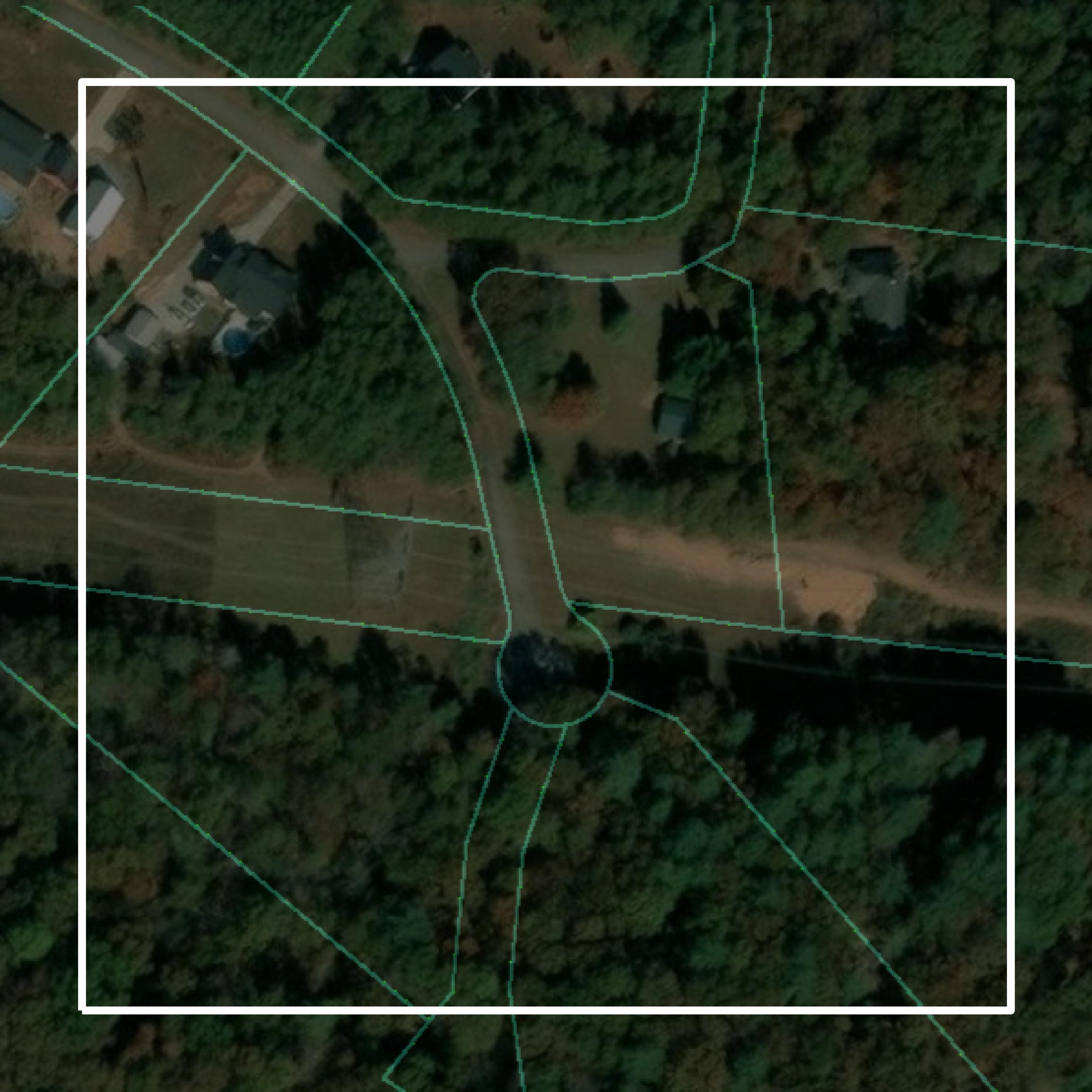 This image shows parcel and building data in Pickens County created using GIS data in Equator.
