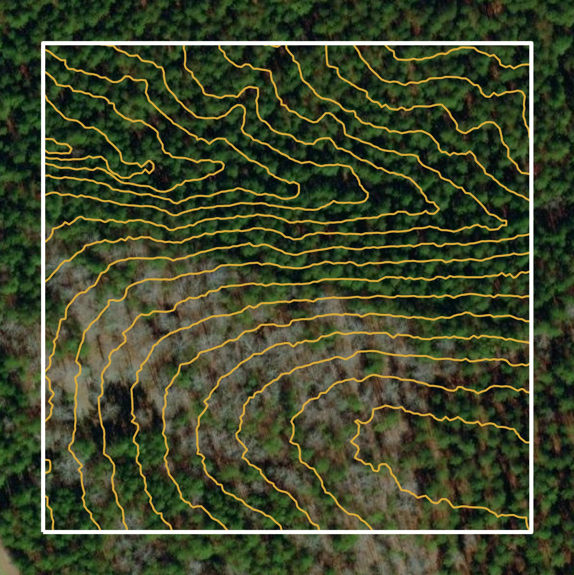 This image shows a contour map in Saluda County created using GIS data in Equator.