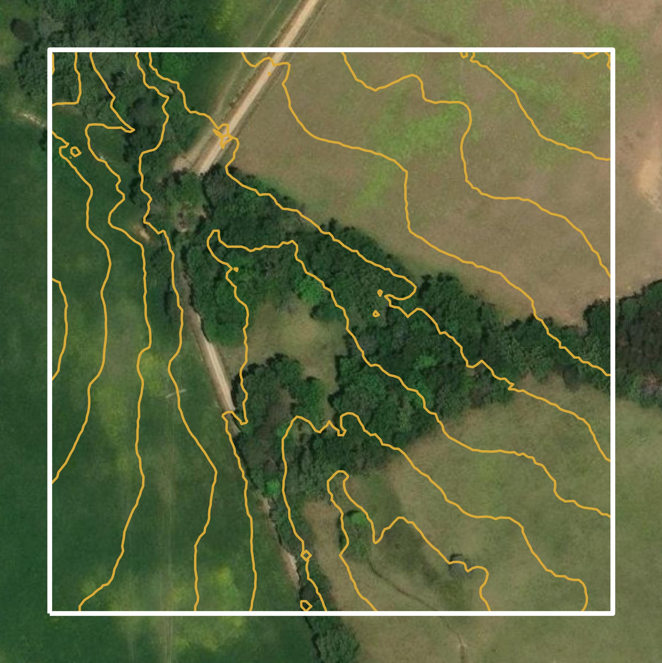 This image shows a contour map in Saluda County created using GIS data in Equator.