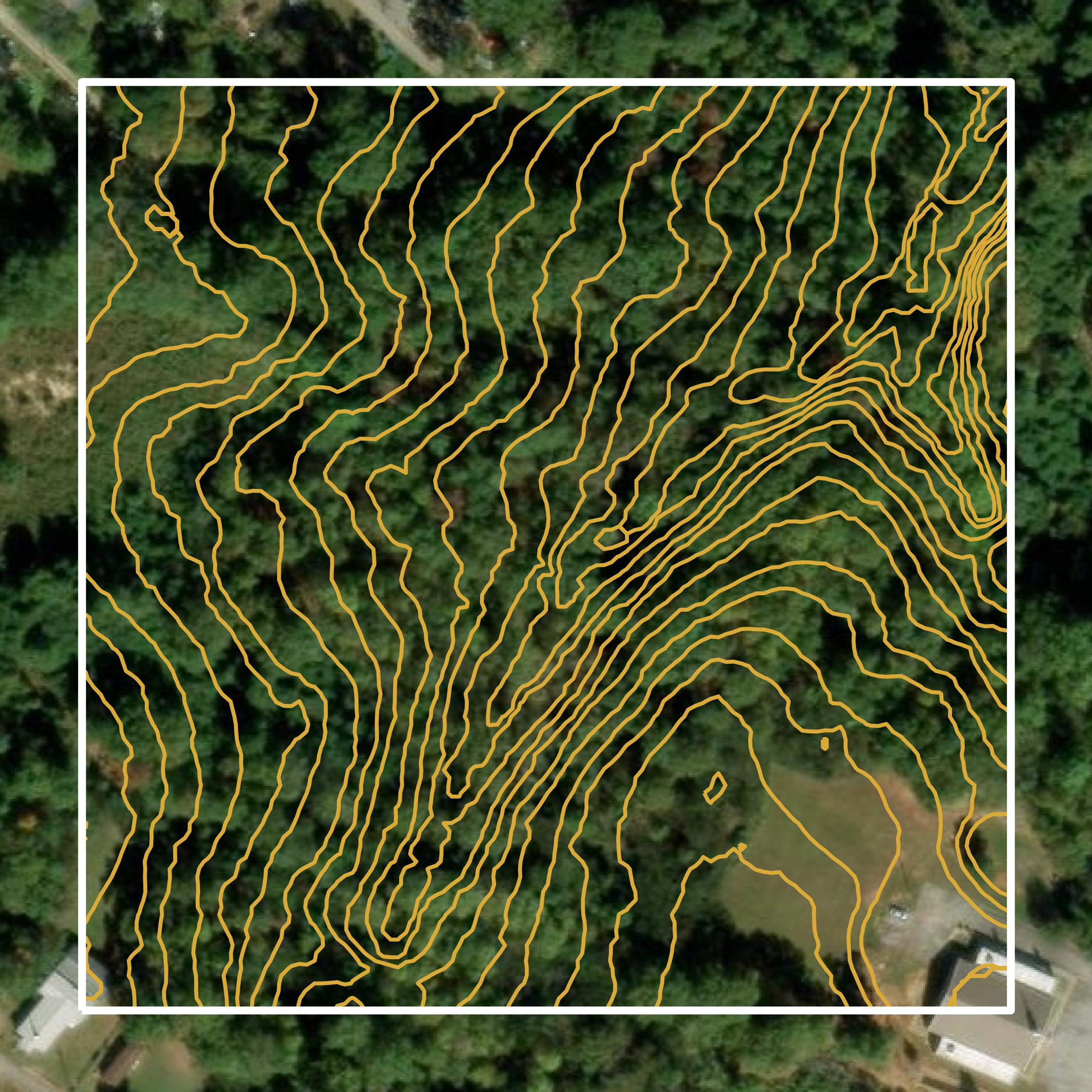 This image shows a contour map in Spartanburg County created using GIS data in Equator.