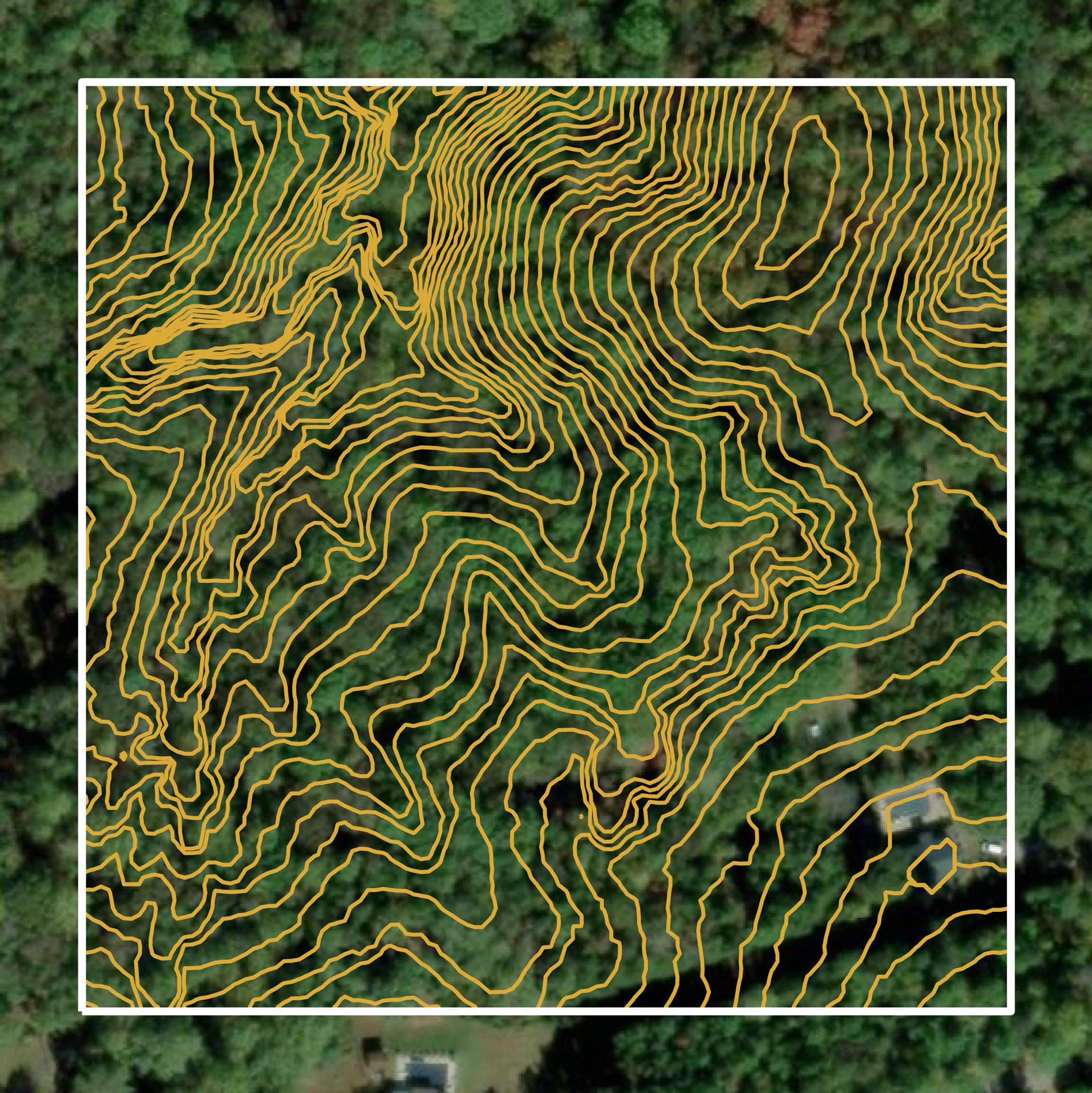 This image shows a contour map in Spartanburg County created using GIS data in Equator.