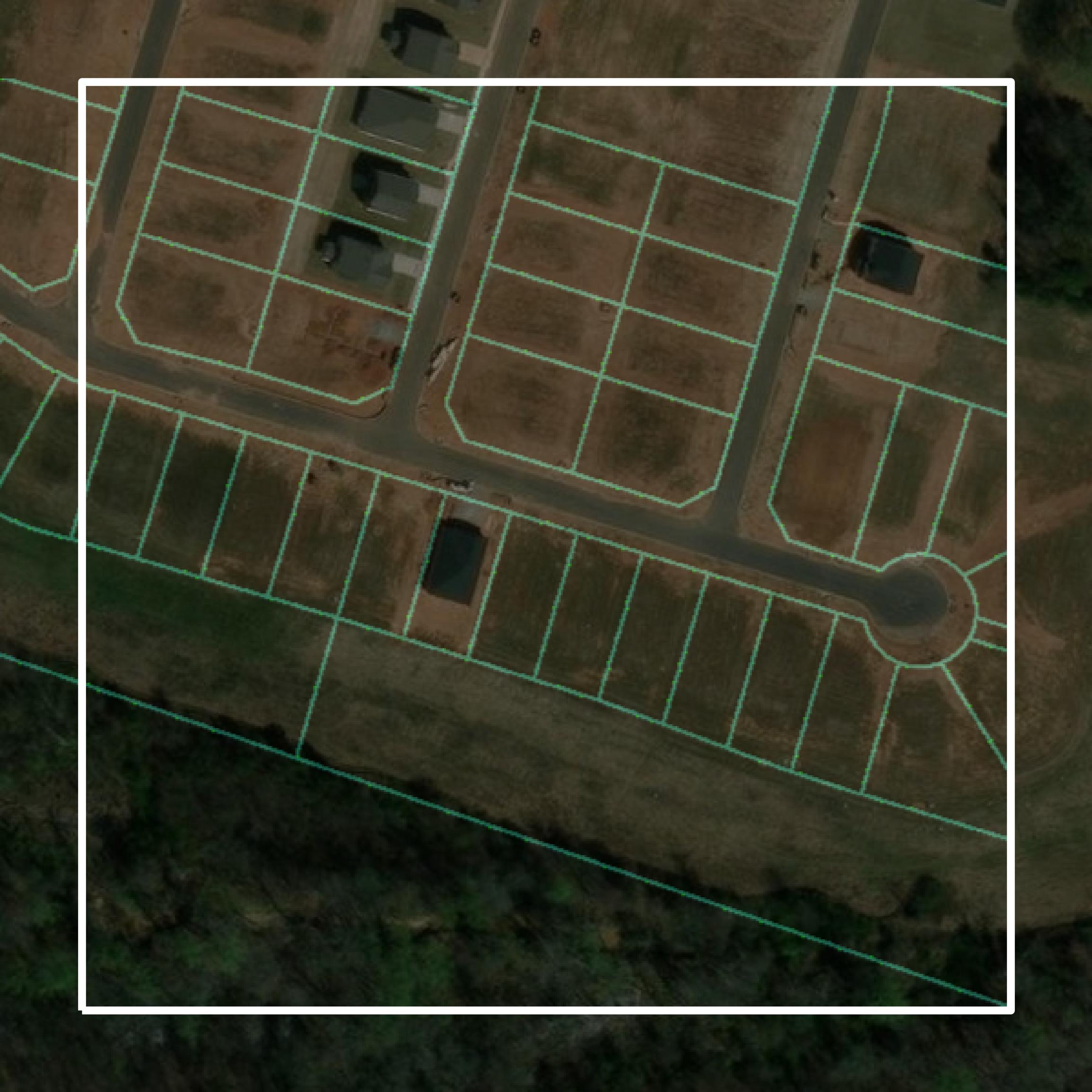 This image shows parcel and building data in Spartanburg County created using GIS data in Equator.