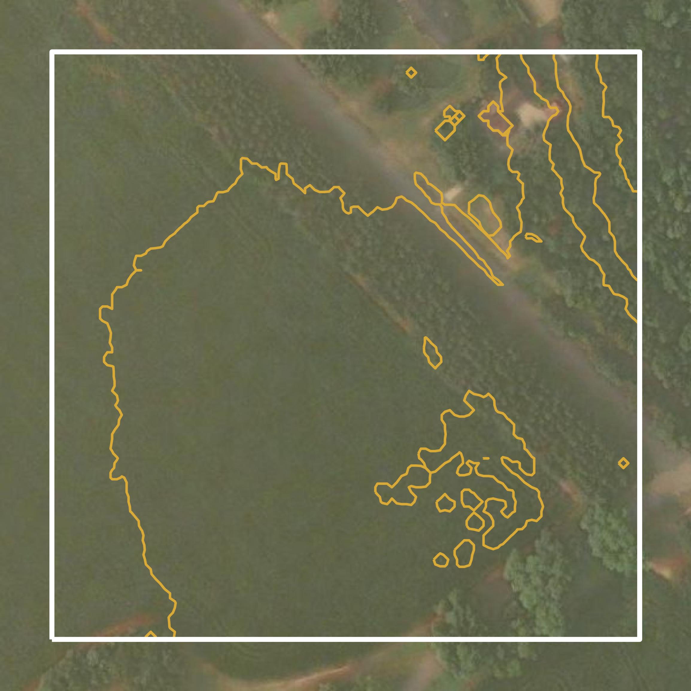This image shows a contour map in Sumter County created using GIS data in Equator.
