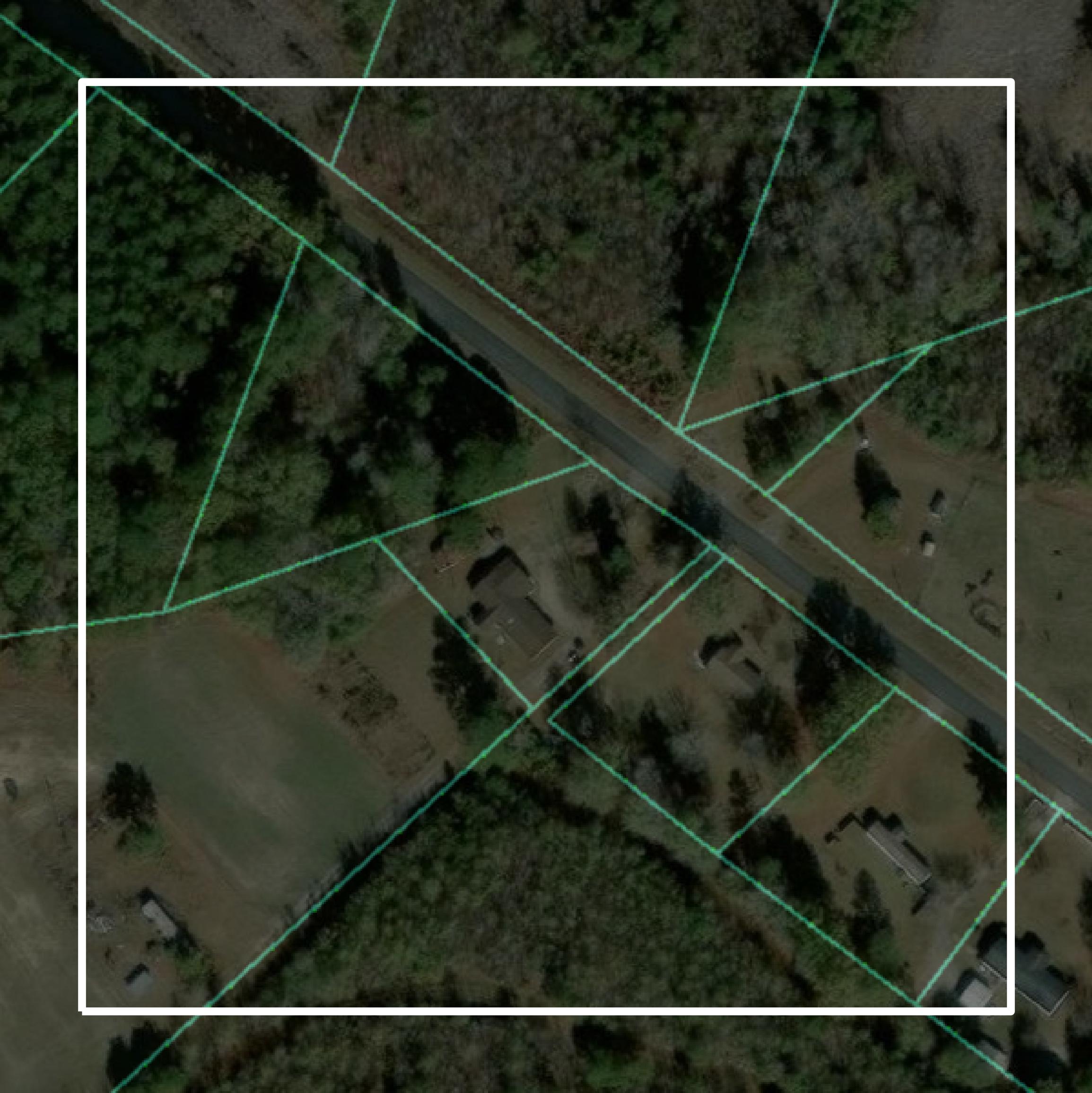 This image shows parcel and building data in Sumter County created using GIS data in Equator.