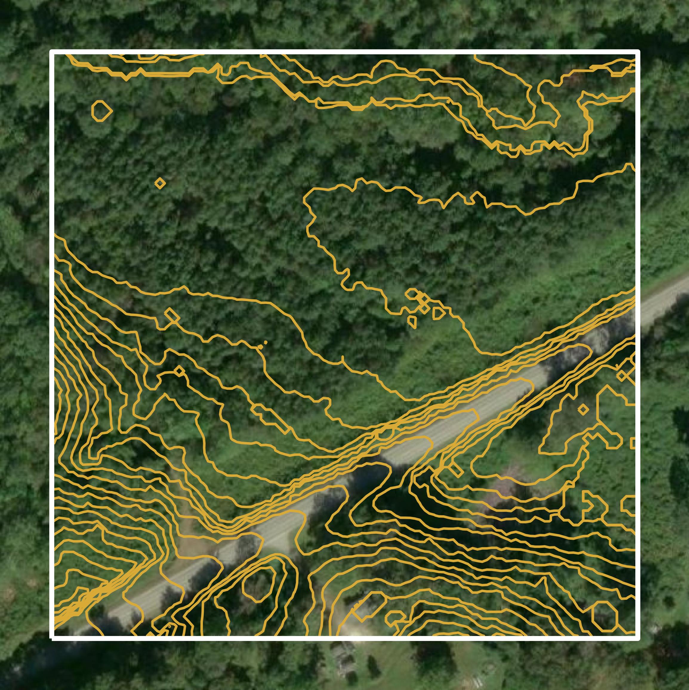 This image shows a contour map in Union County created using GIS data in Equator.