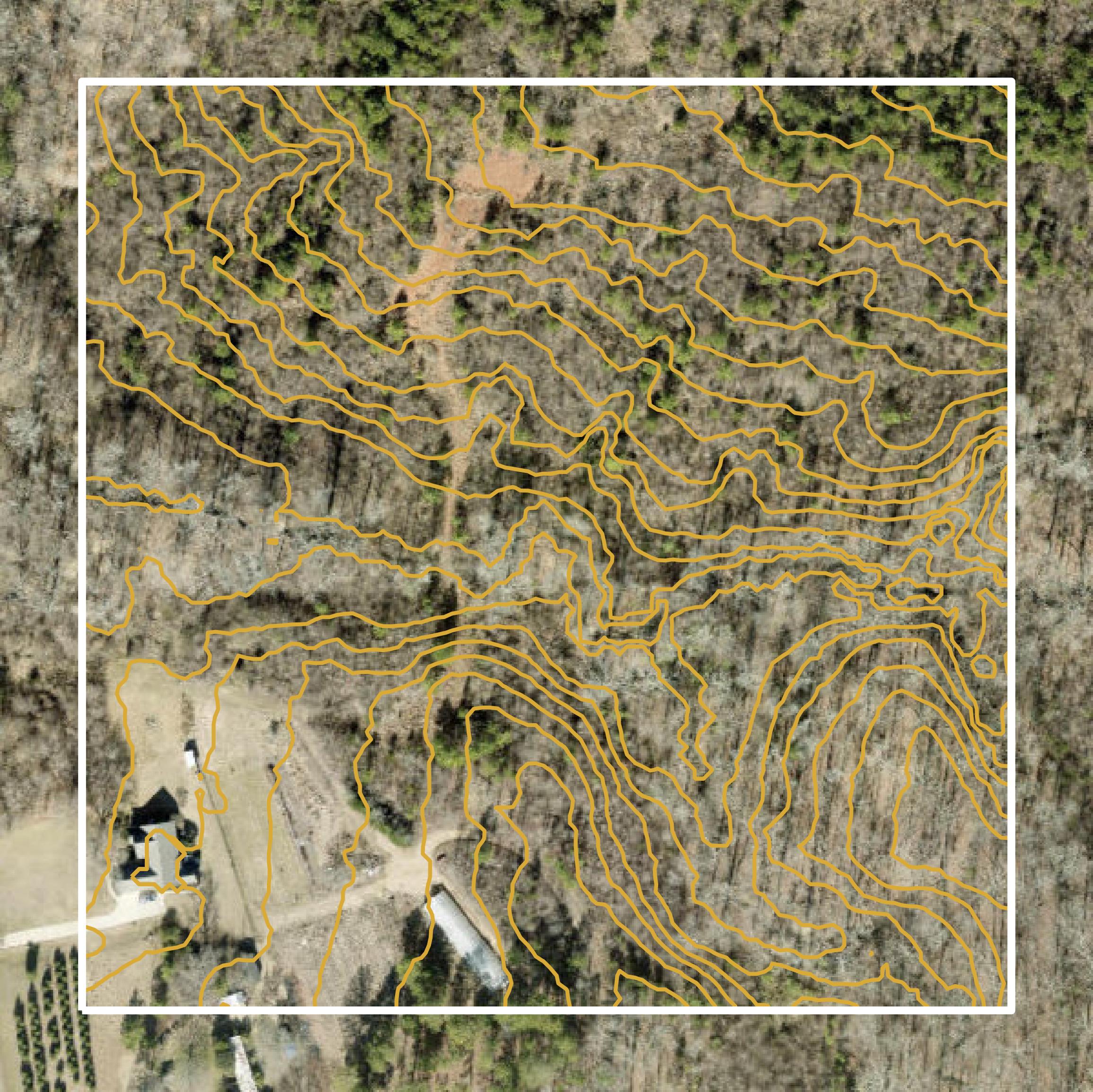 This image shows a contour map in York County created using GIS data in Equator.