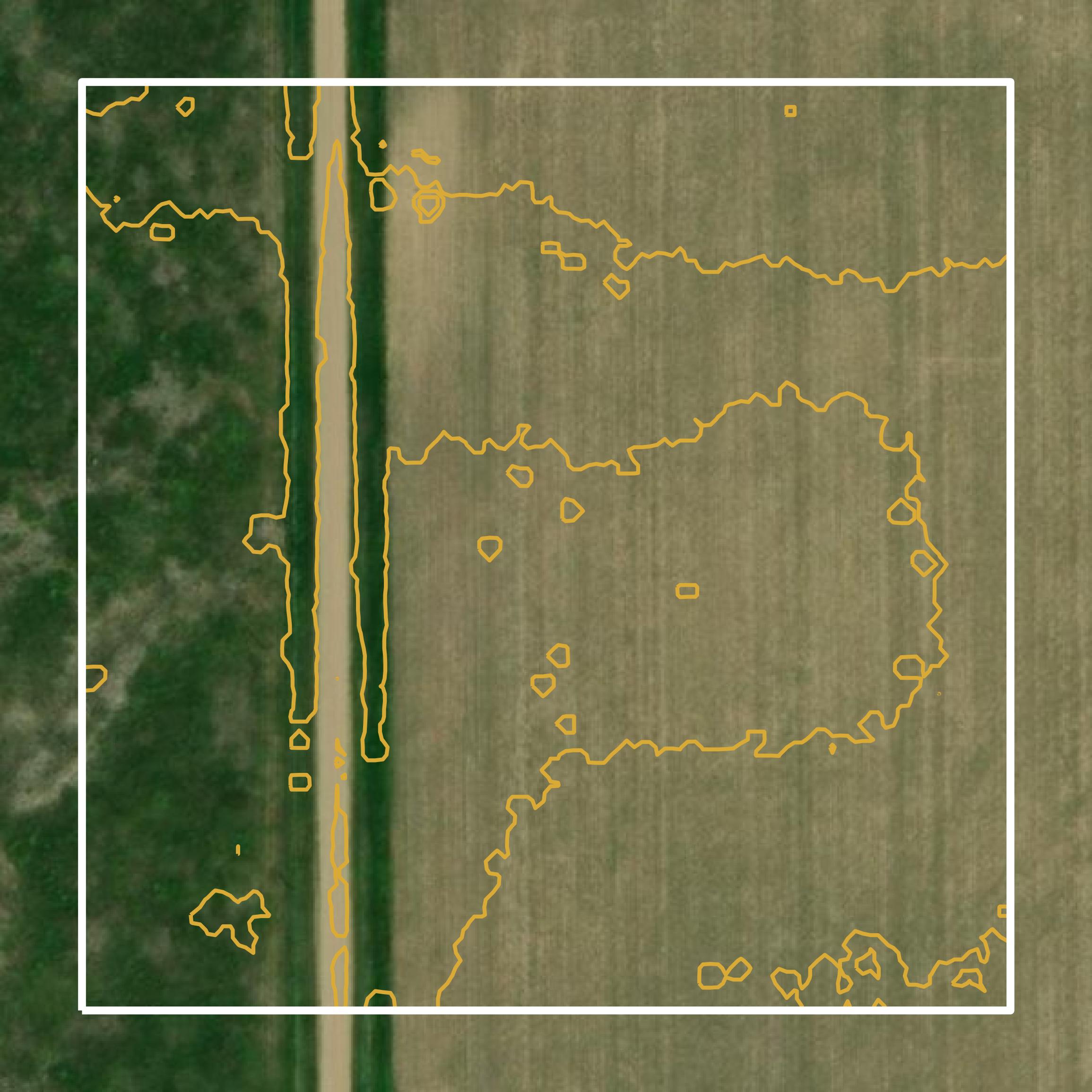 This image shows a contour map in Aurora County created using GIS data in Equator.