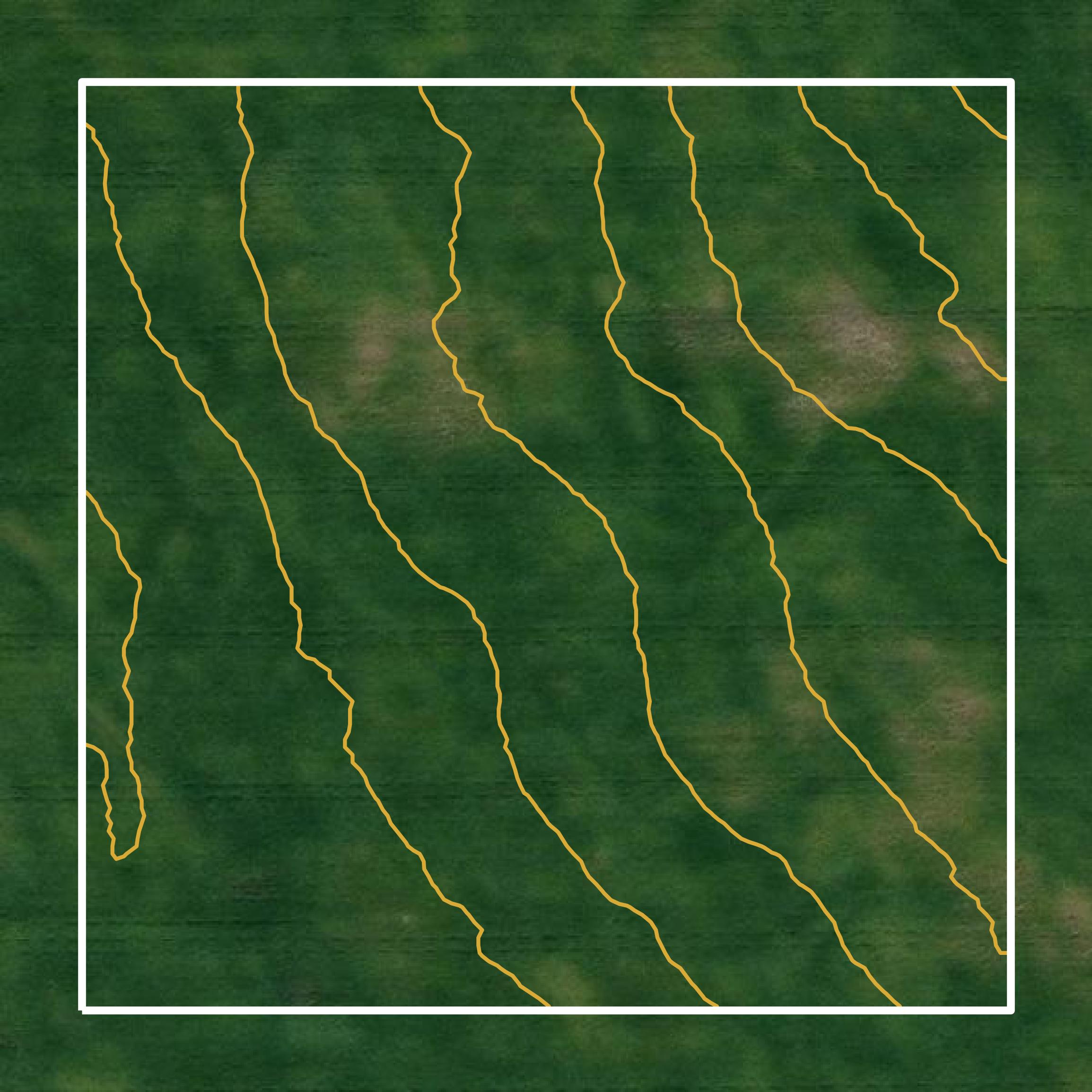 This image shows a contour map in Bon Homme County created using GIS data in Equator.