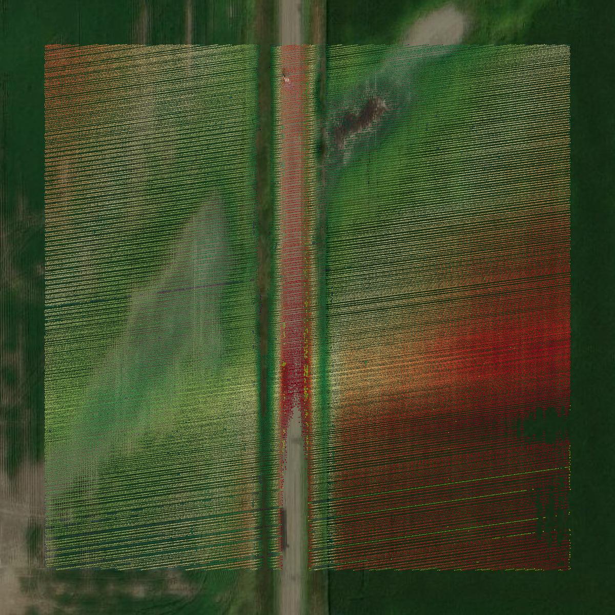 This image shows a LiDAR point cloud in Brown County created using GIS data in Equator.