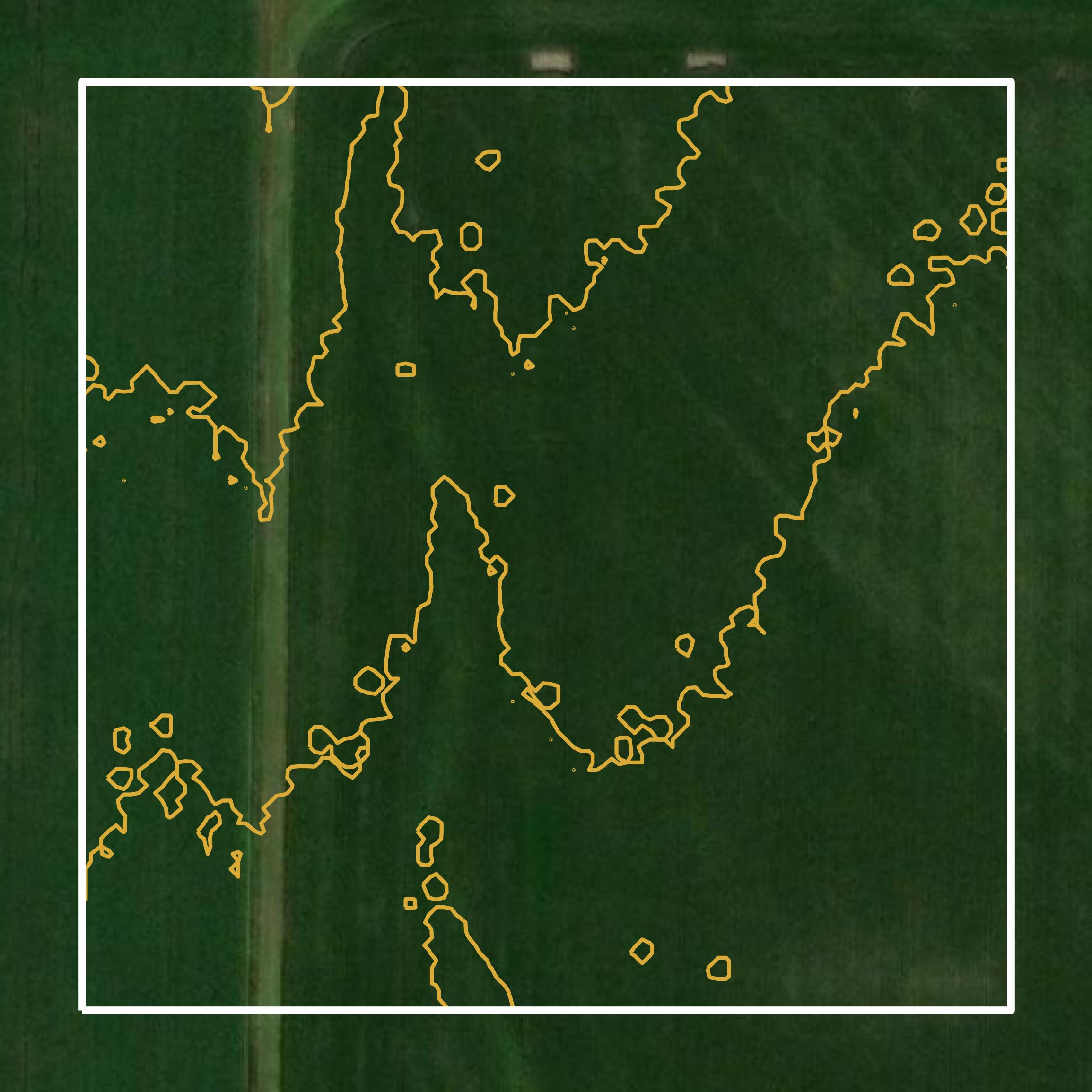 This image shows a contour map in Brule County created using GIS data in Equator.