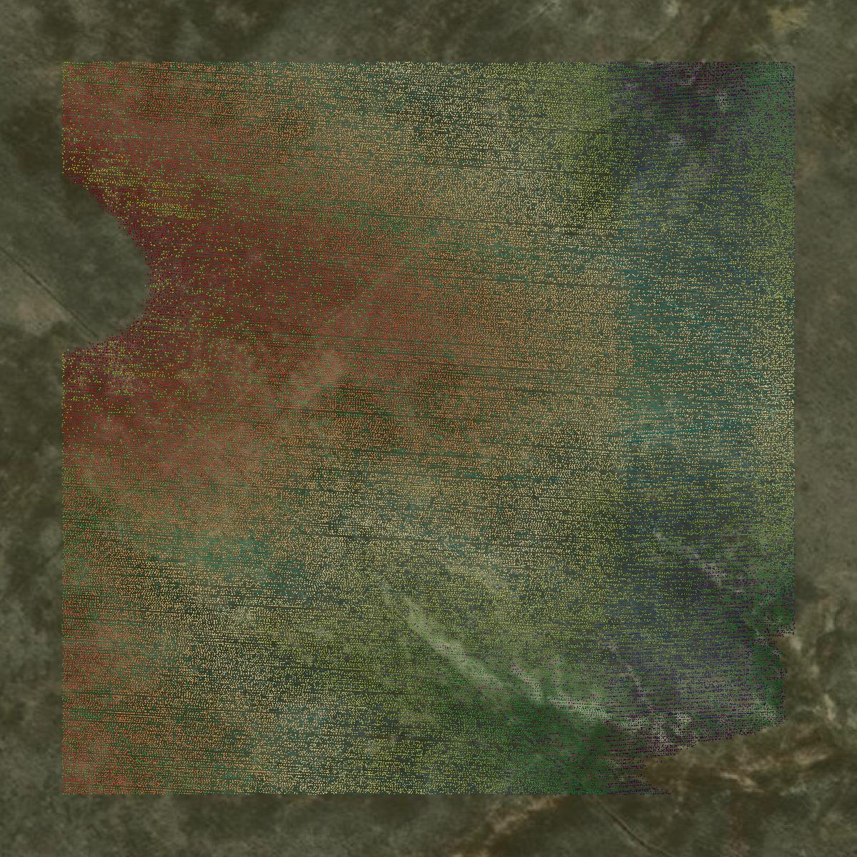 This image shows a LiDAR point cloud in Butte County created using GIS data in Equator.