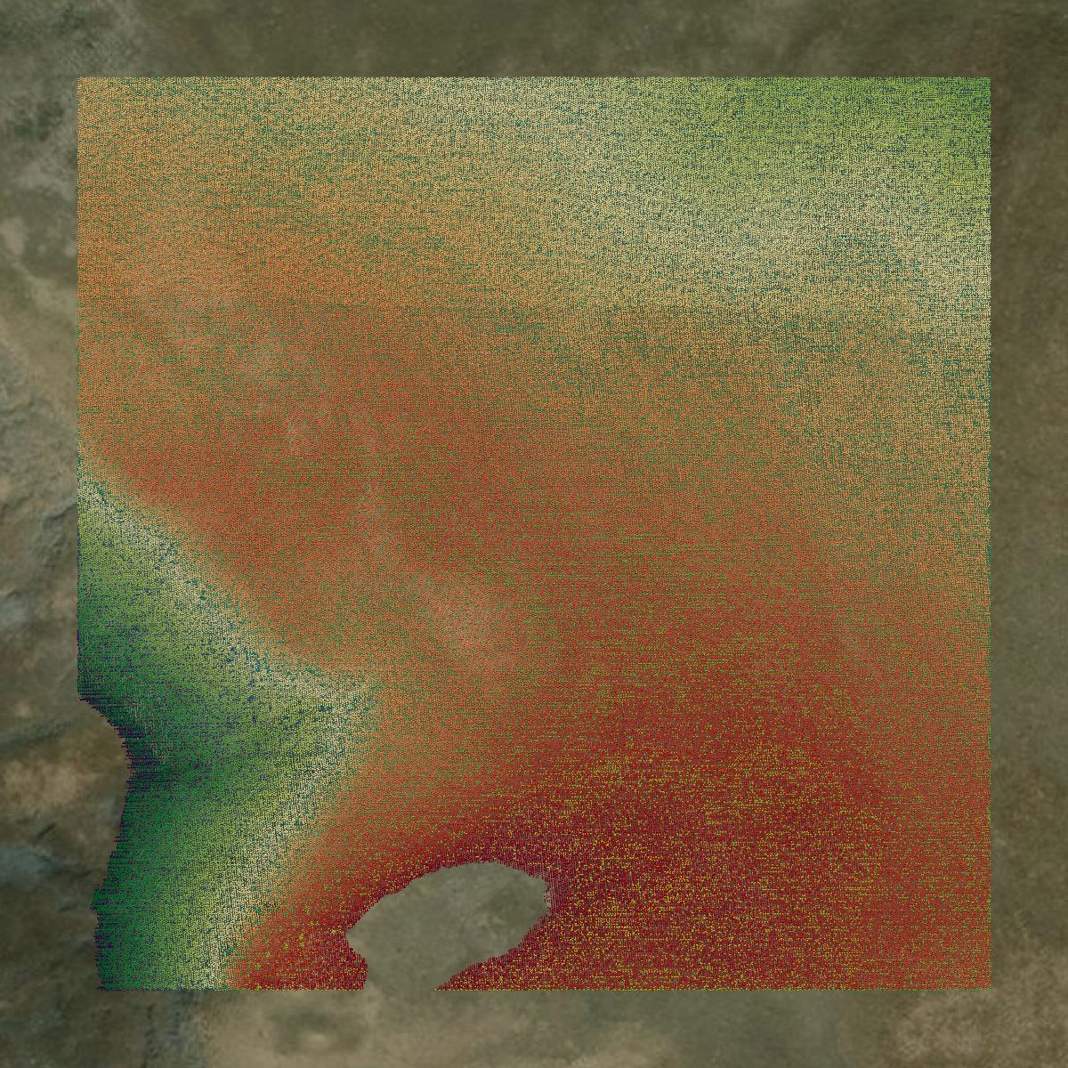 This image shows a LiDAR point cloud in Butte County created using GIS data in Equator.