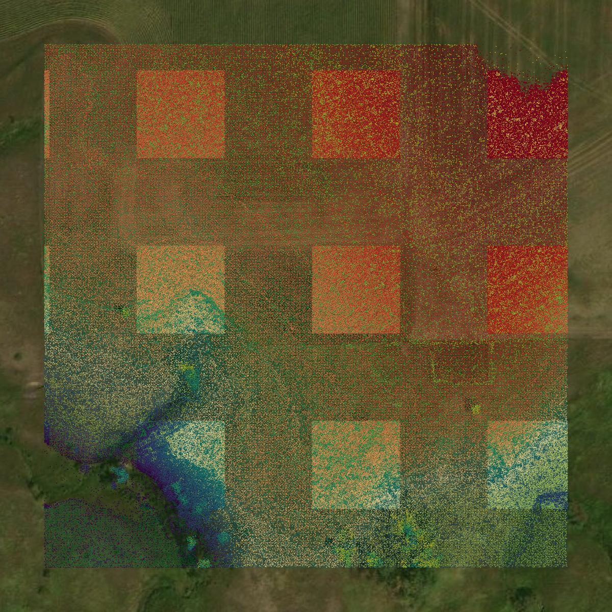 This image shows a LiDAR point cloud in Charles Mix County created using GIS data in Equator.