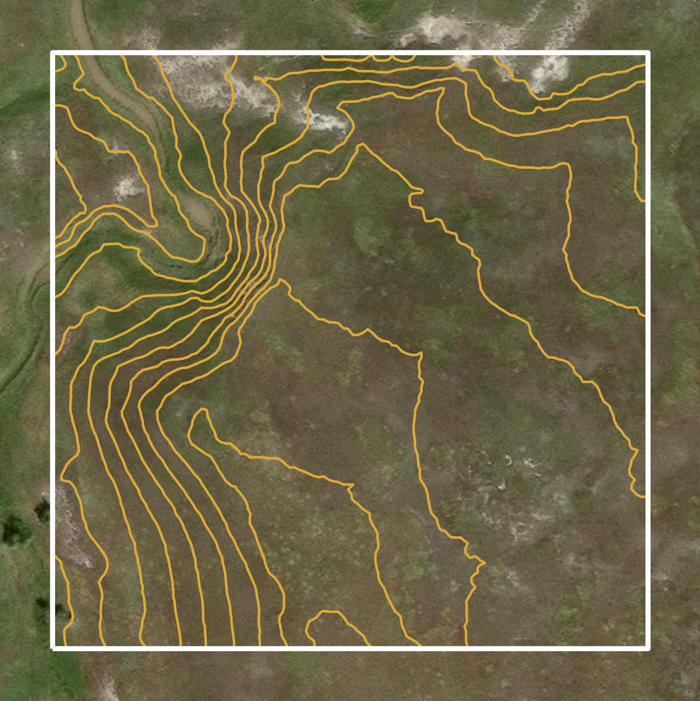 This image shows a contour map in Corson County created using GIS data in Equator.