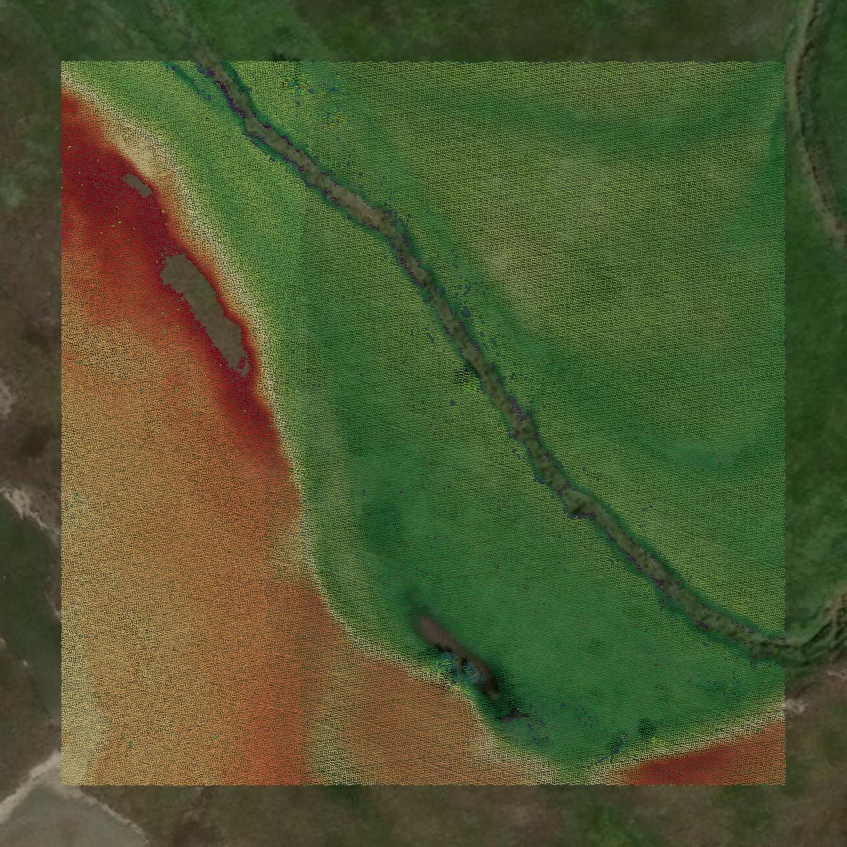 This image shows a LiDAR point cloud in Corson County created using GIS data in Equator.