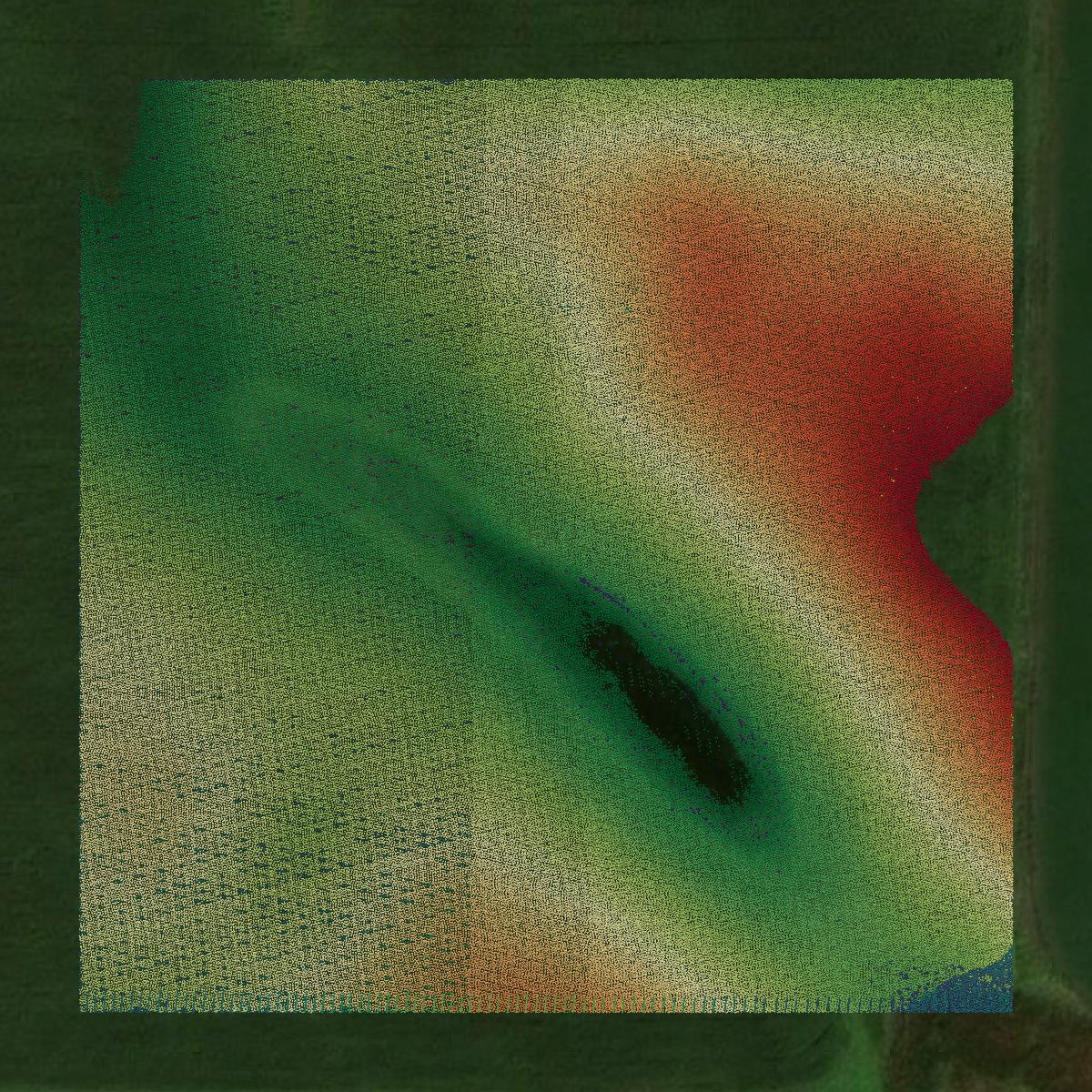 This image shows a LiDAR point cloud in Day County created using GIS data in Equator.