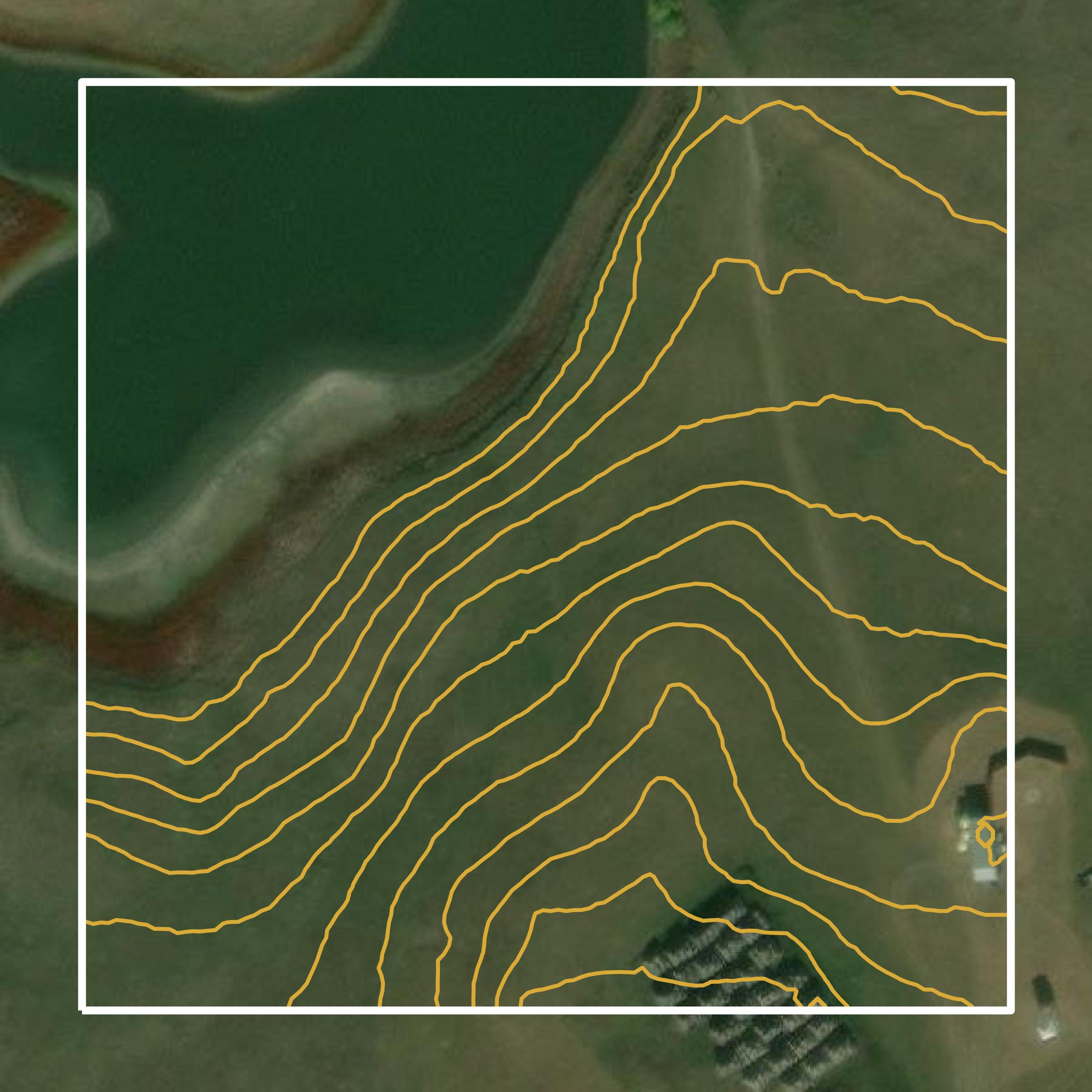 This image shows a contour map in Dewey County created using GIS data in Equator.