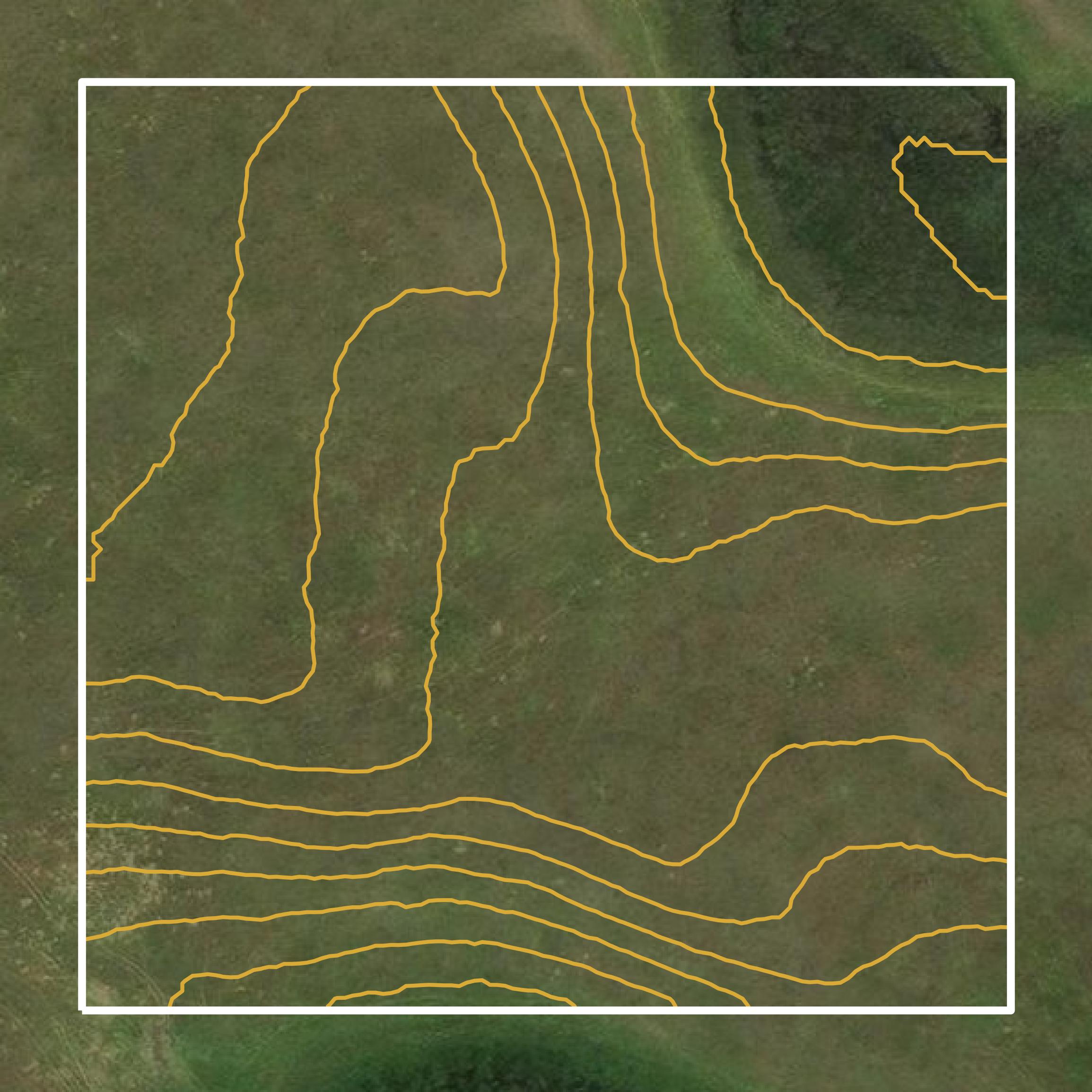 This image shows a contour map in Edmunds County created using GIS data in Equator.