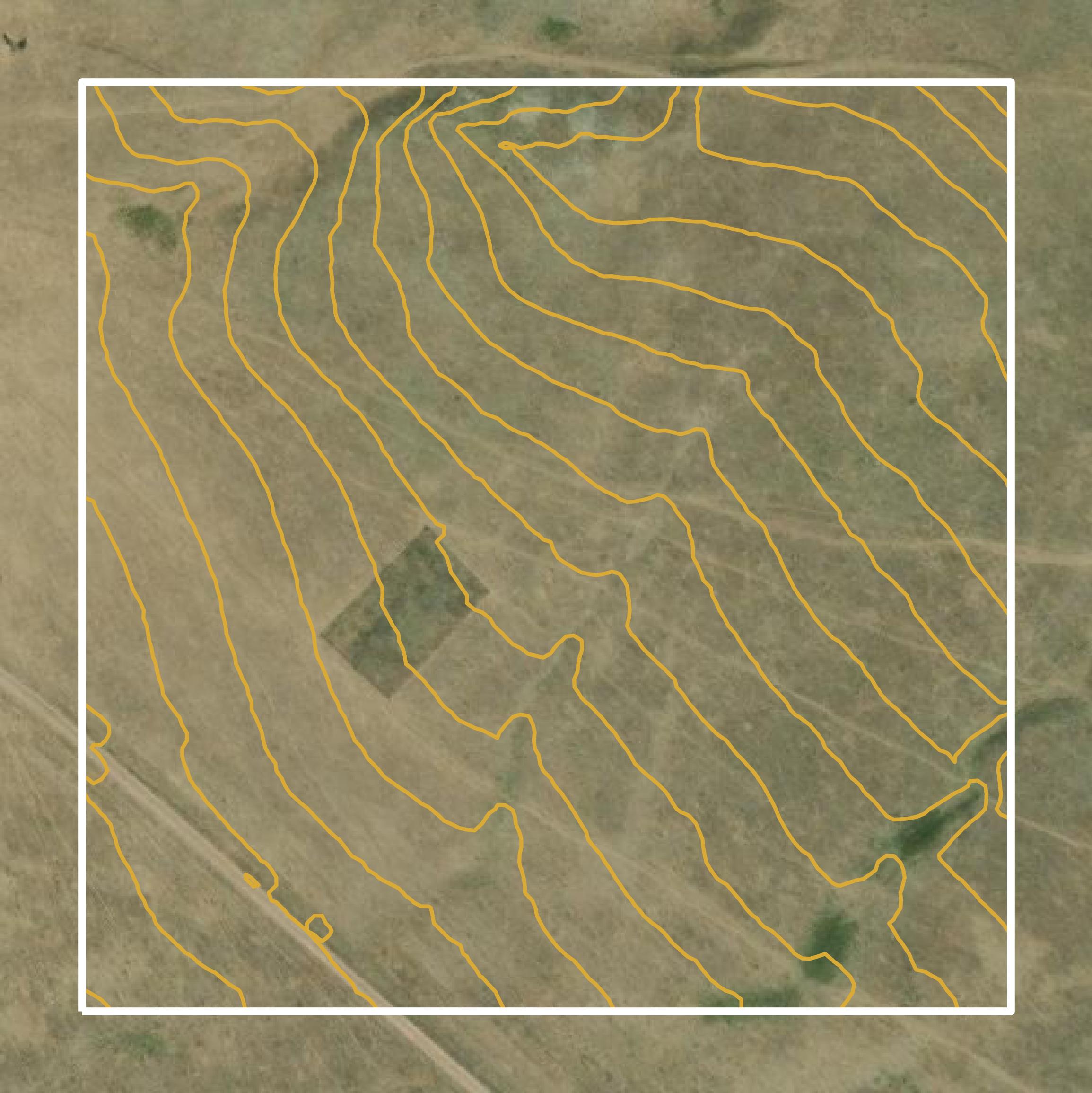 This image shows a contour map in Fall River County created using GIS data in Equator.