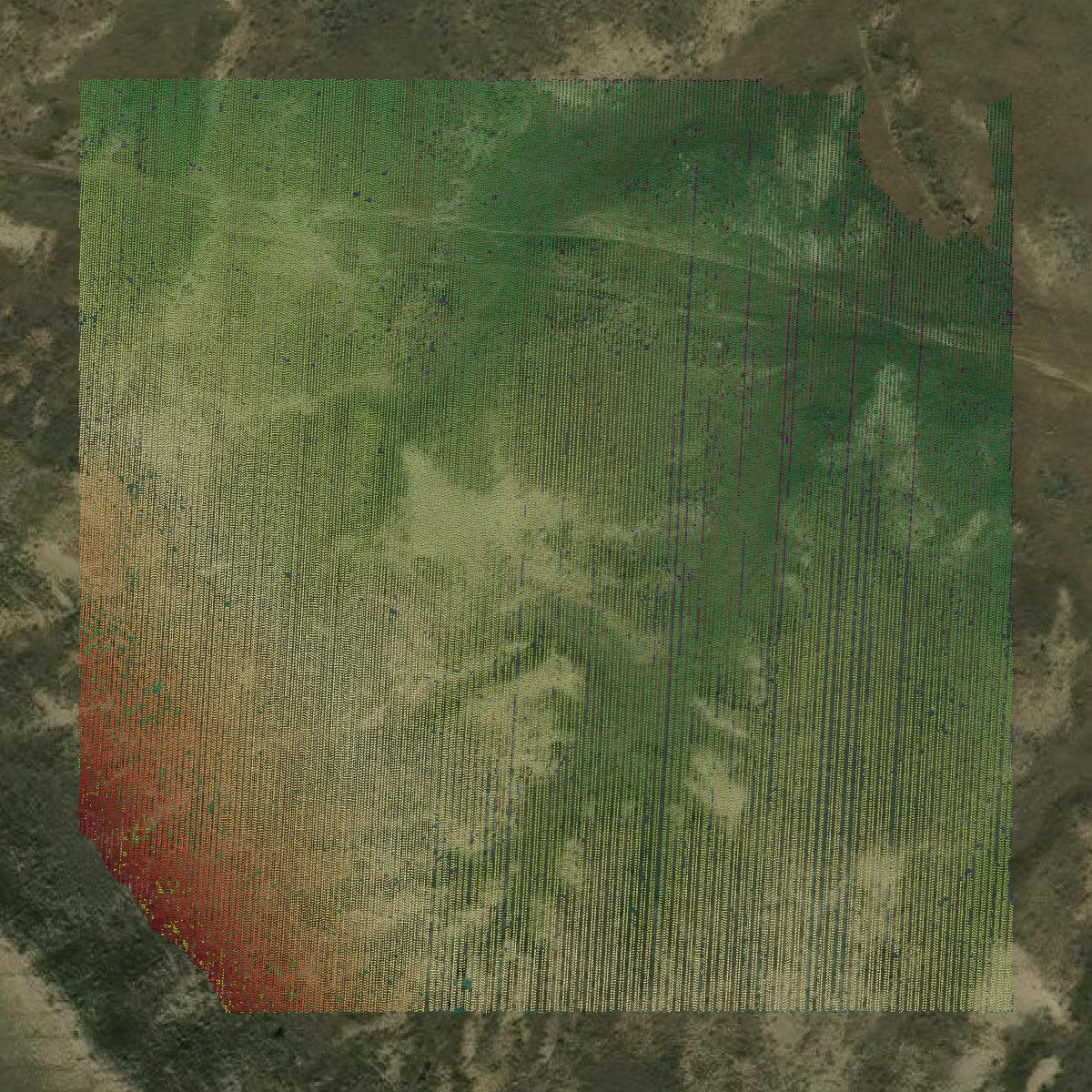 This image shows a LiDAR point cloud in Fall River County created using GIS data in Equator.
