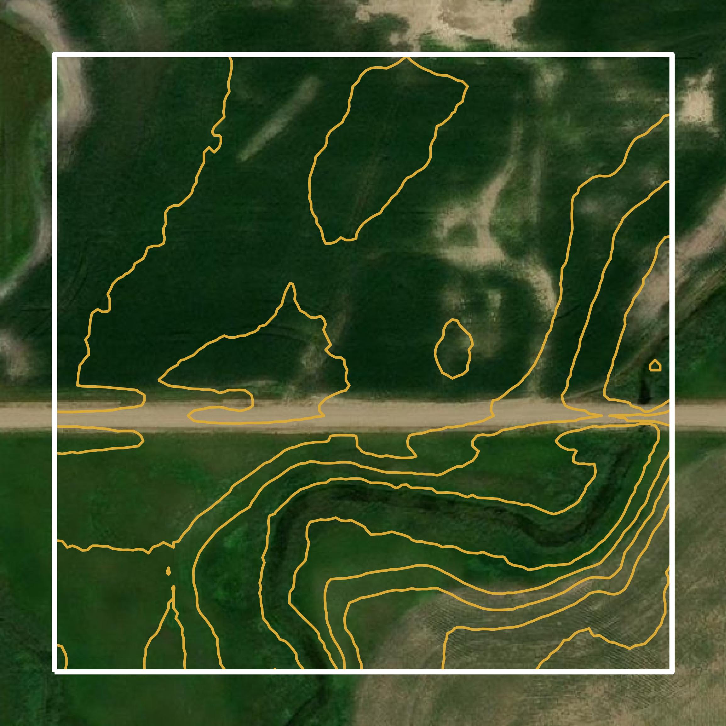 This image shows a contour map in Faulk County created using GIS data in Equator.