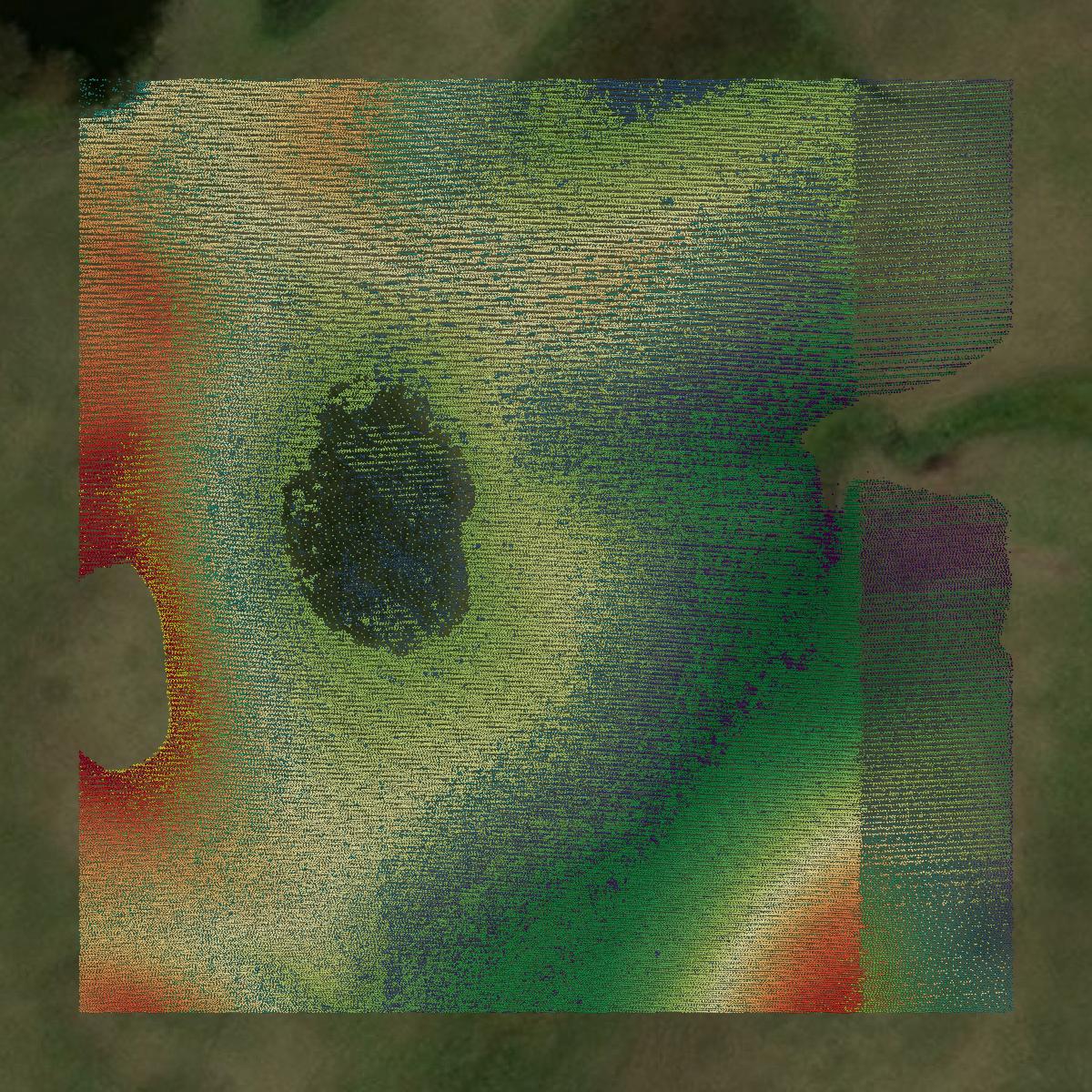 This image shows a LiDAR point cloud in Grant County created using GIS data in Equator.