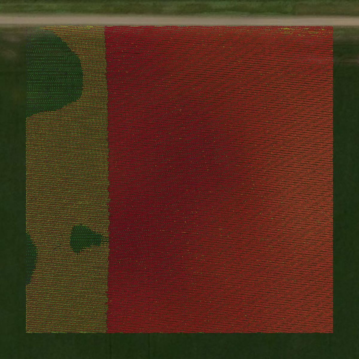 This image shows a LiDAR point cloud in Grant County created using GIS data in Equator.
