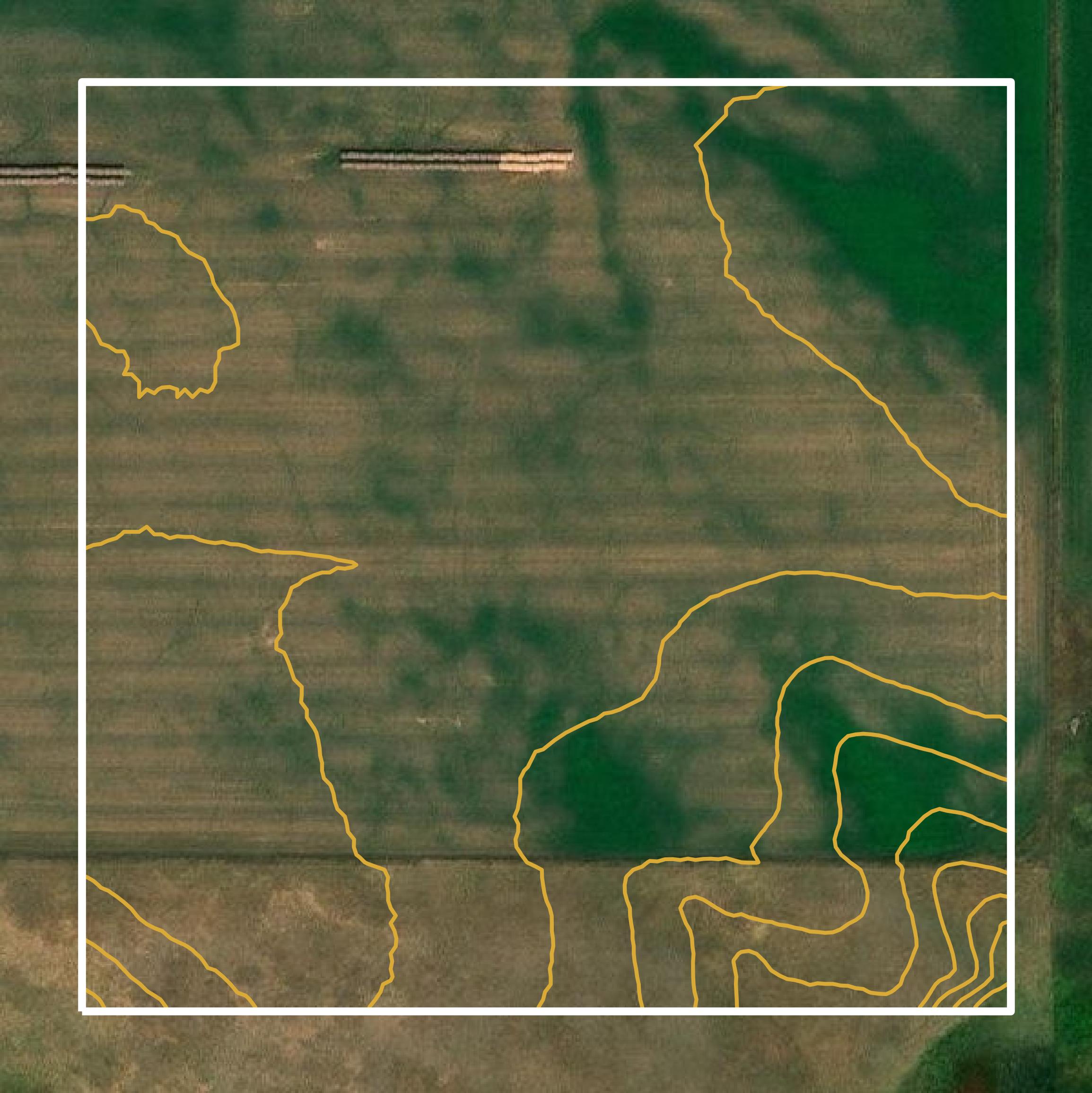 This image shows a contour map in Gregory County created using GIS data in Equator.