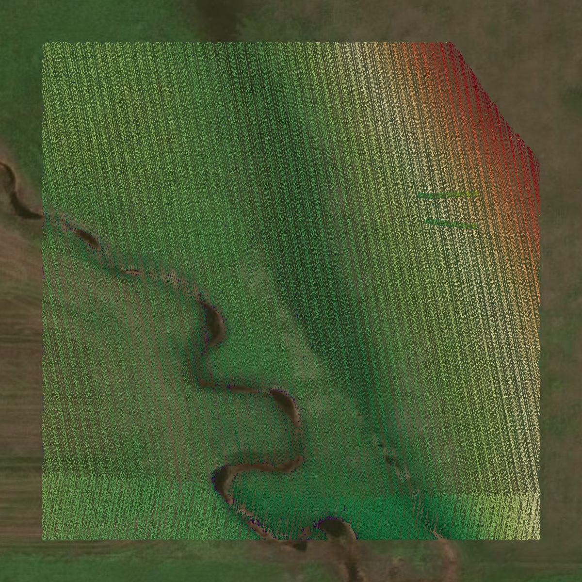 This image shows a LiDAR point cloud in Haakon County created using GIS data in Equator.