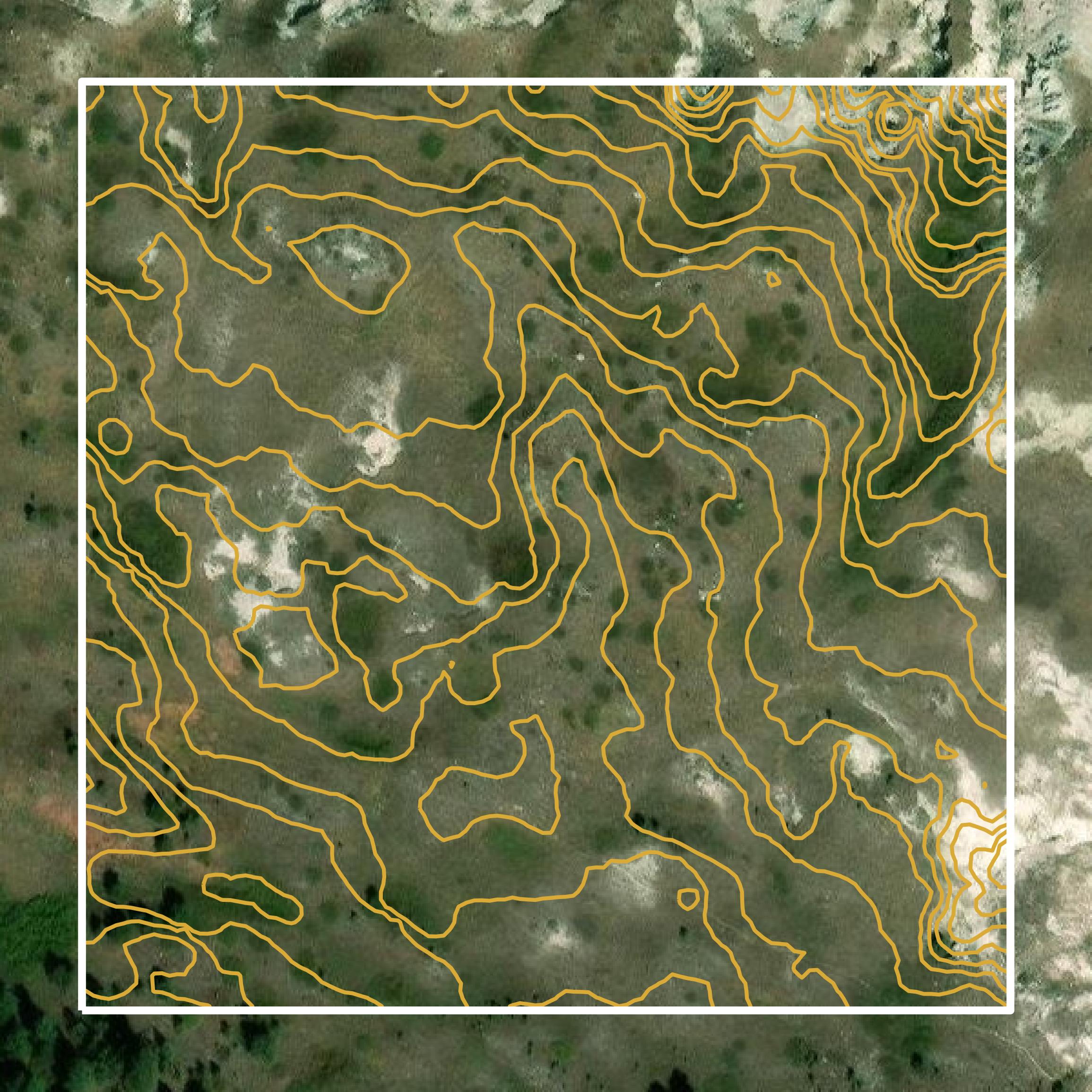 This image shows a contour map in Harding County created using GIS data in Equator.