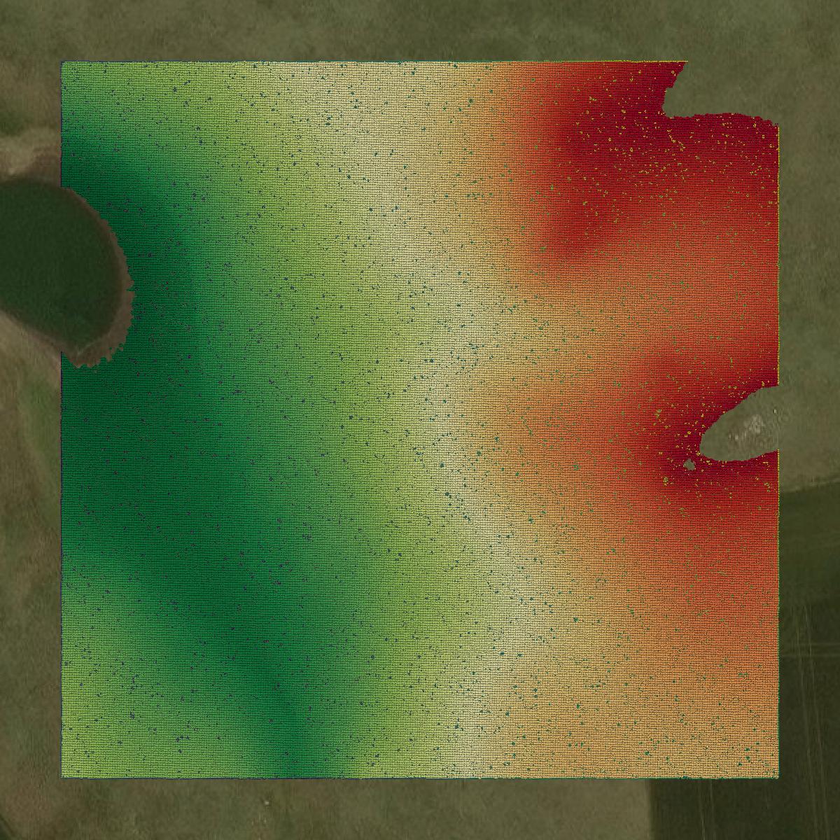 This image shows a LiDAR point cloud in Hughes County created using GIS data in Equator.