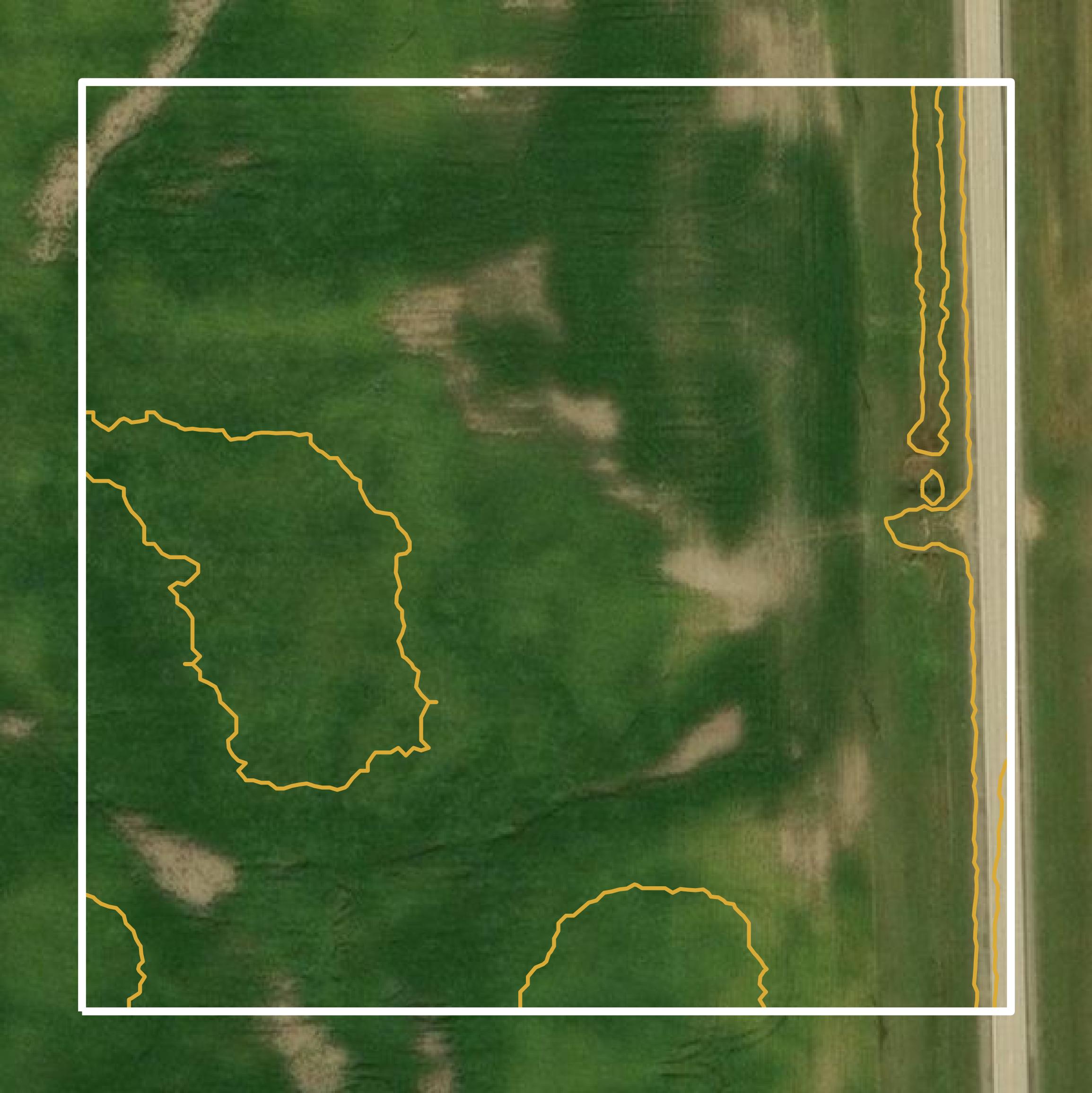 This image shows a contour map in Hutchinson County created using GIS data in Equator.