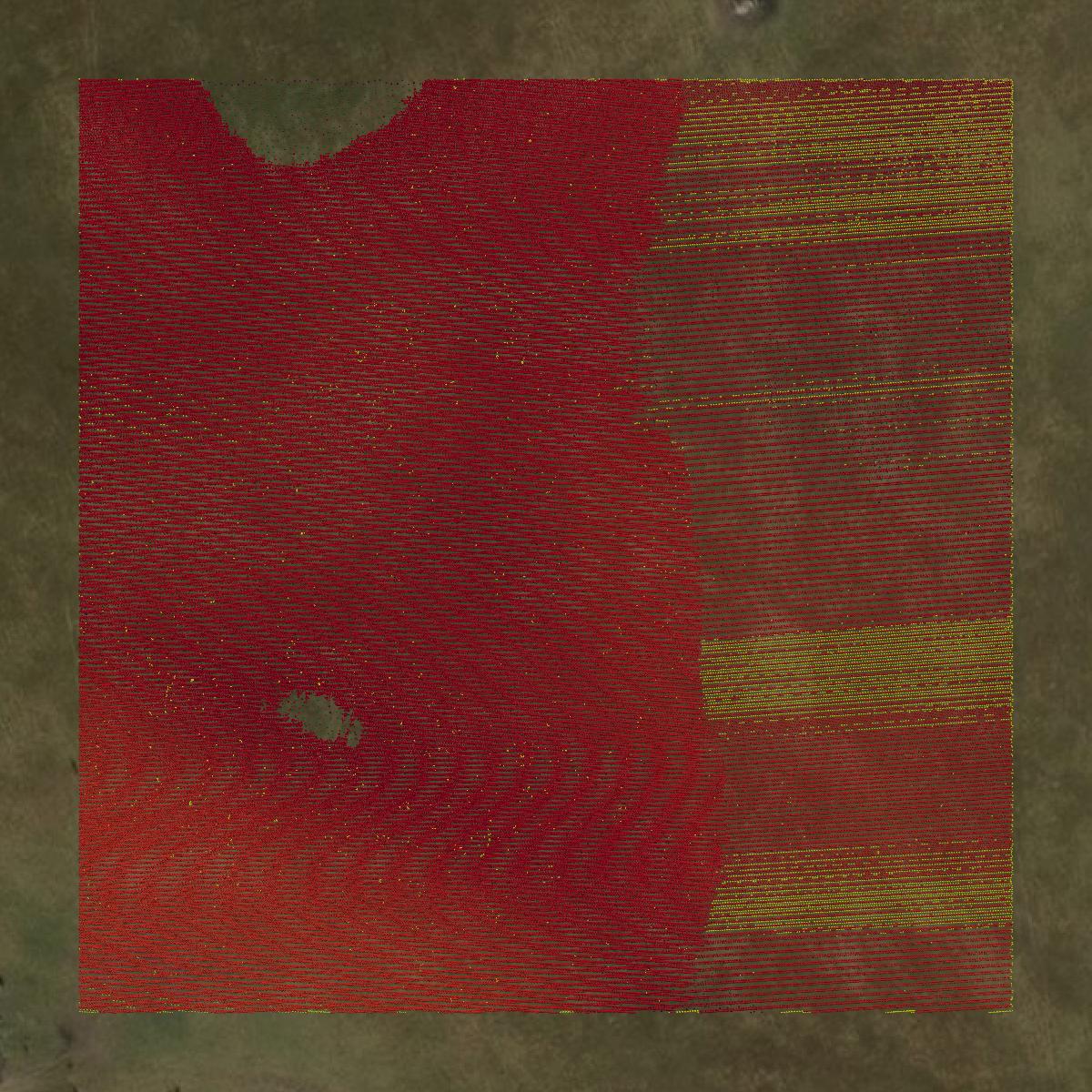This image shows a LiDAR point cloud in Hutchinson County created using GIS data in Equator.