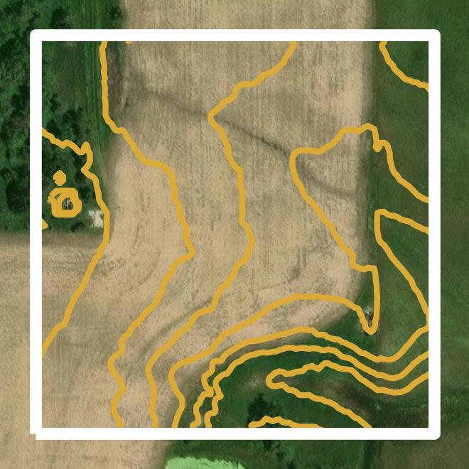 This image shows a contour map in Hyde County created using GIS data in Equator.