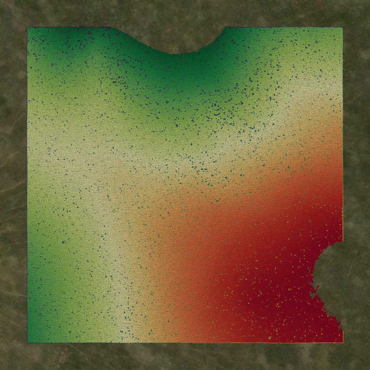 This image shows a LiDAR point cloud in Hyde County created using GIS data in Equator.