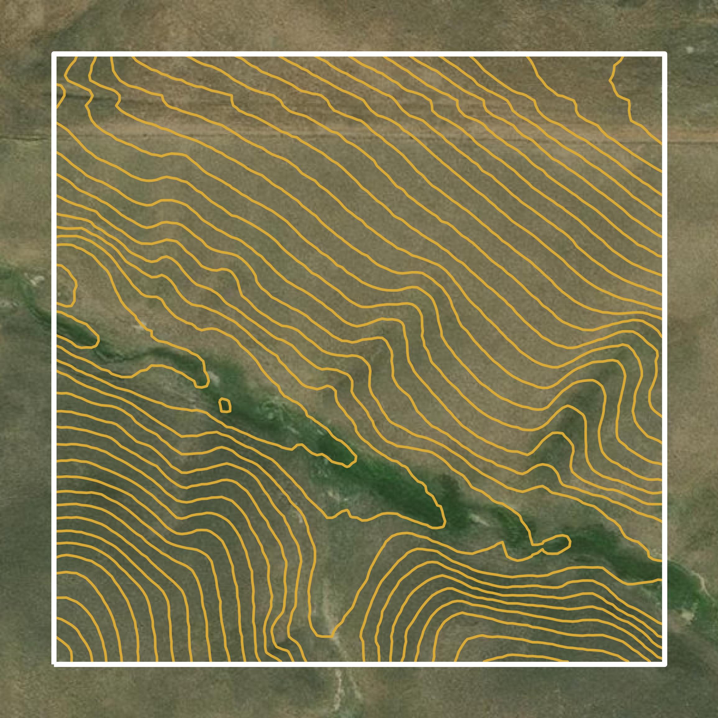 This image shows a contour map in Jackson County created using GIS data in Equator.