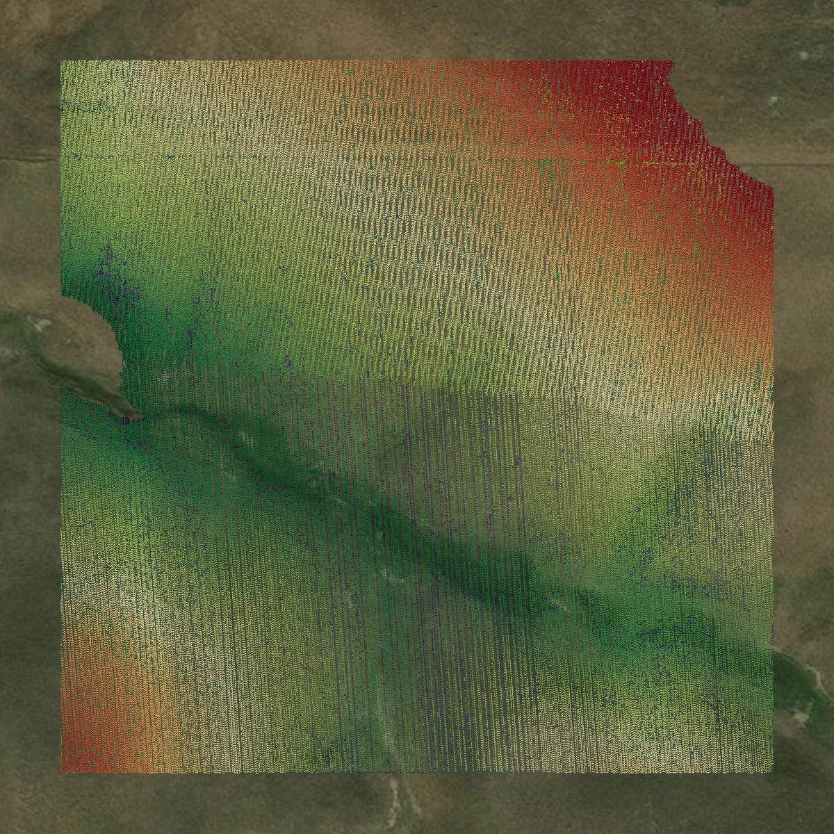 This image shows a LiDAR point cloud in Jackson County created using GIS data in Equator.