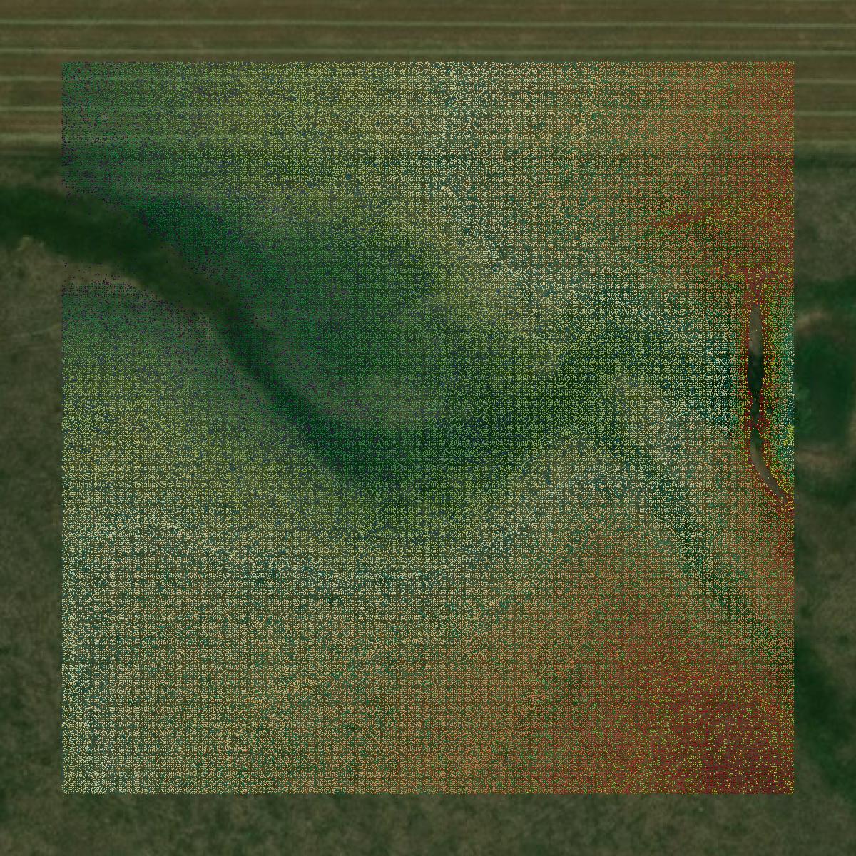This image shows a LiDAR point cloud in Jerauld County created using GIS data in Equator.