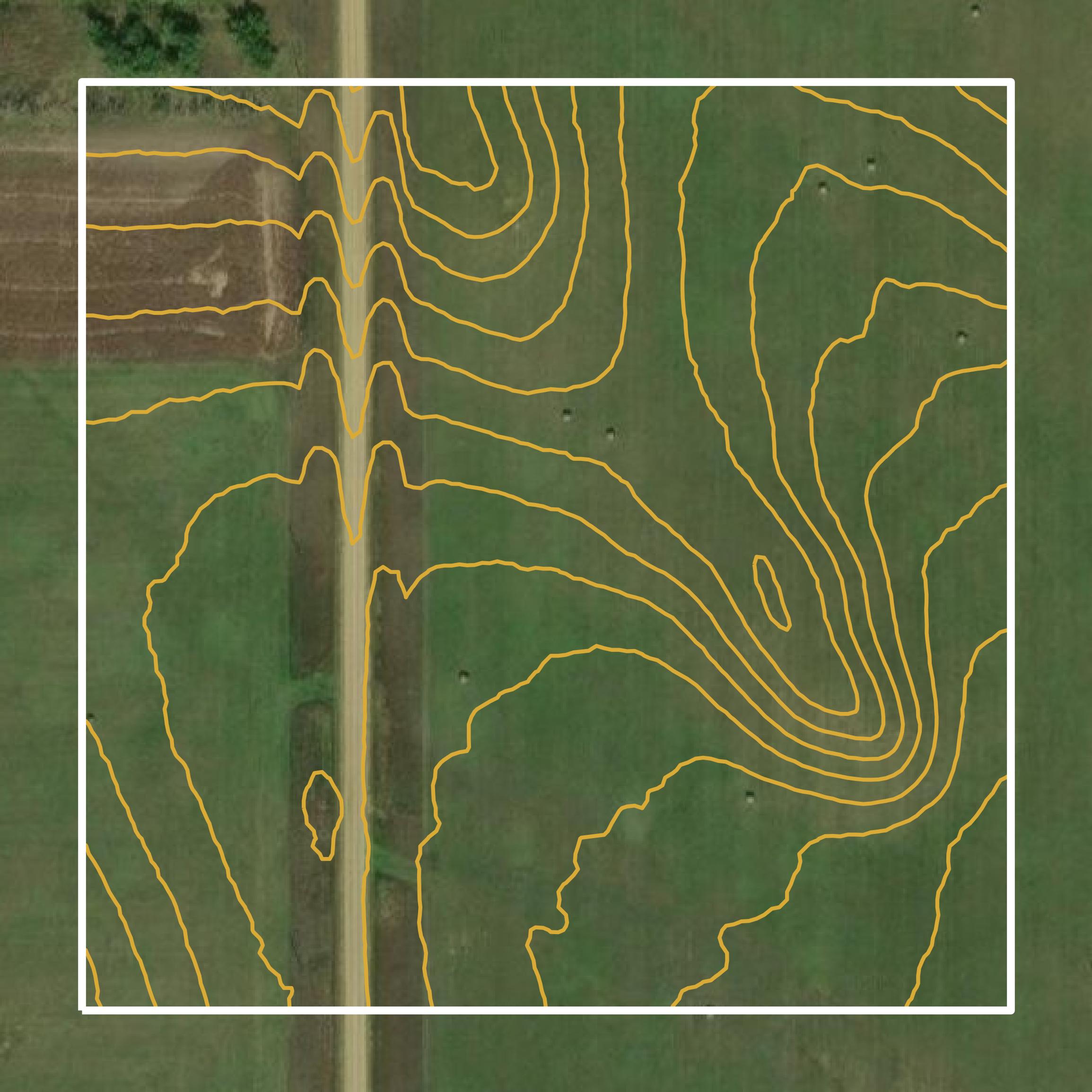 This image shows a contour map in Jones County created using GIS data in Equator.