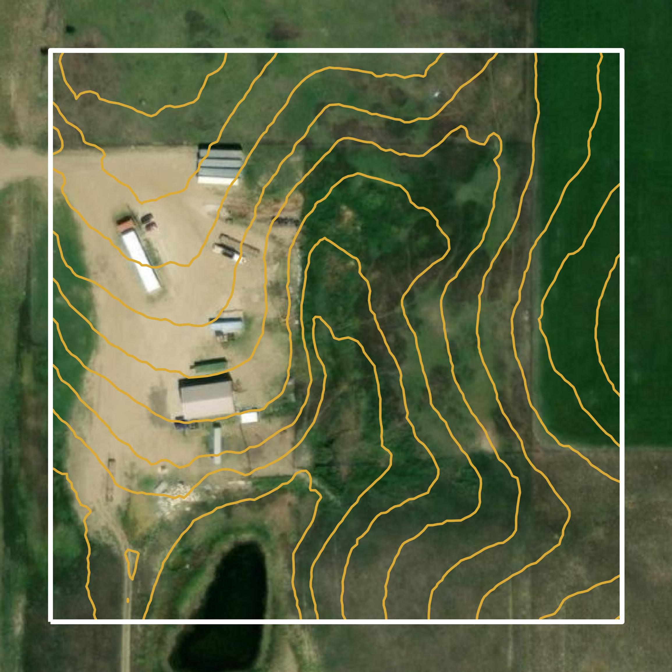 This image shows a contour map in Jones County created using GIS data in Equator.