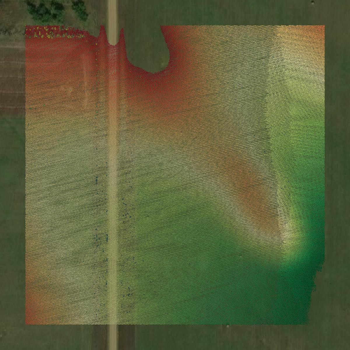 This image shows a LiDAR point cloud in Jones County created using GIS data in Equator.