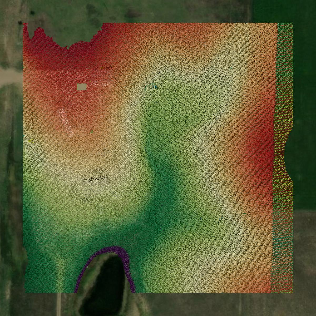 This image shows a LiDAR point cloud in Jones County created using GIS data in Equator.