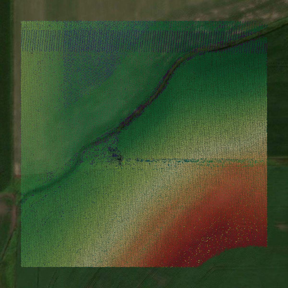 This image shows a LiDAR point cloud in Kingsbury County created using GIS data in Equator.