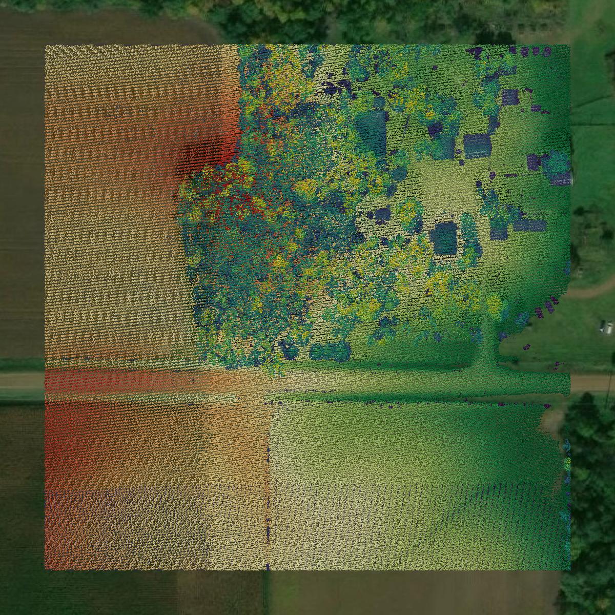 This image shows a LiDAR point cloud in Lincoln County created using GIS data in Equator.