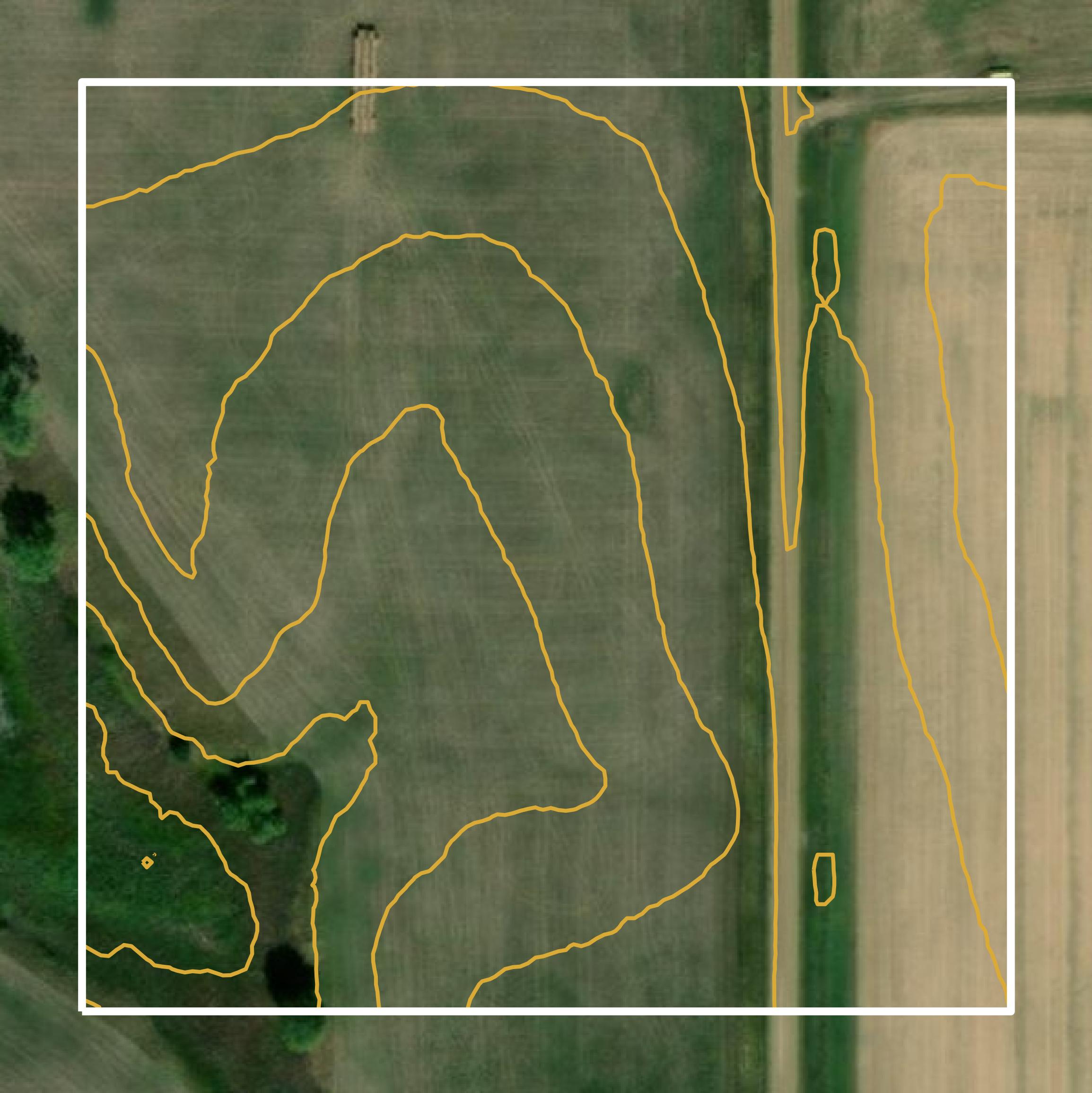 This image shows a contour map in Lyman County created using GIS data in Equator.