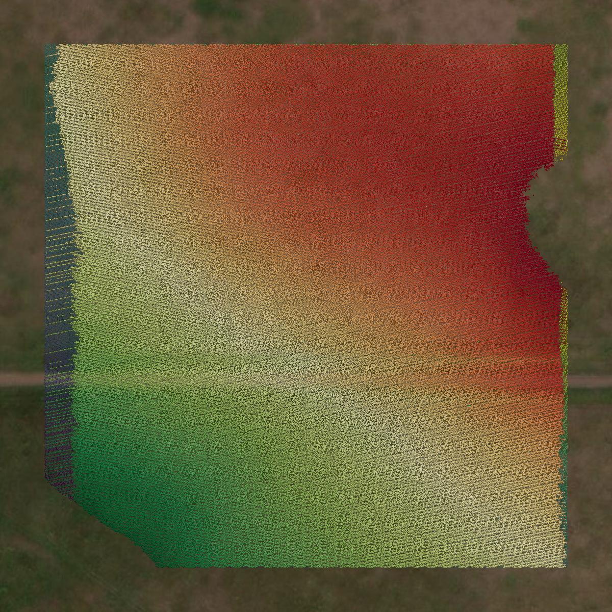 This image shows a LiDAR point cloud in Lyman County created using GIS data in Equator.
