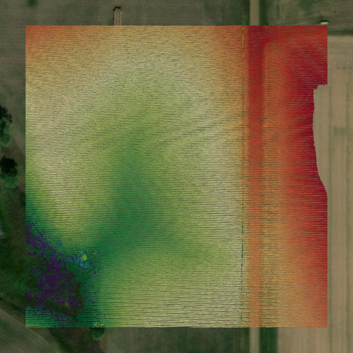 This image shows a LiDAR point cloud in Lyman County created using GIS data in Equator.