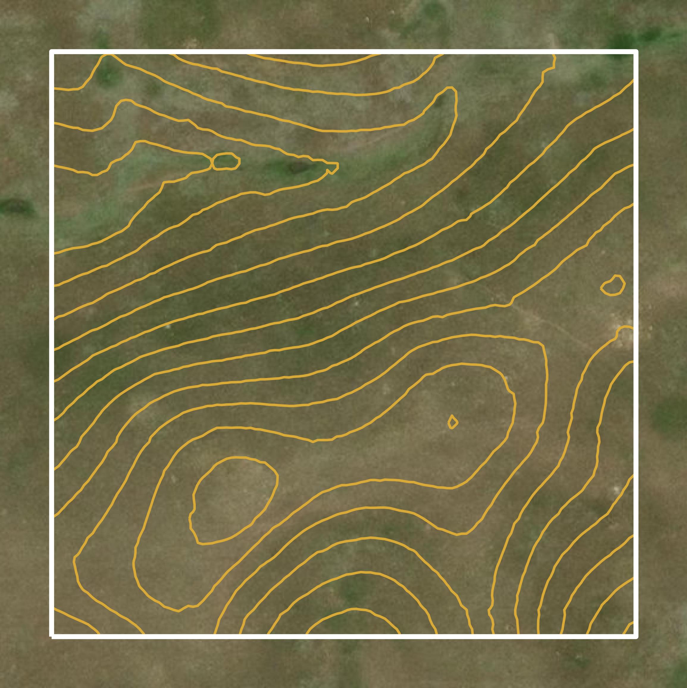 This image shows a contour map in Meade County created using GIS data in Equator.